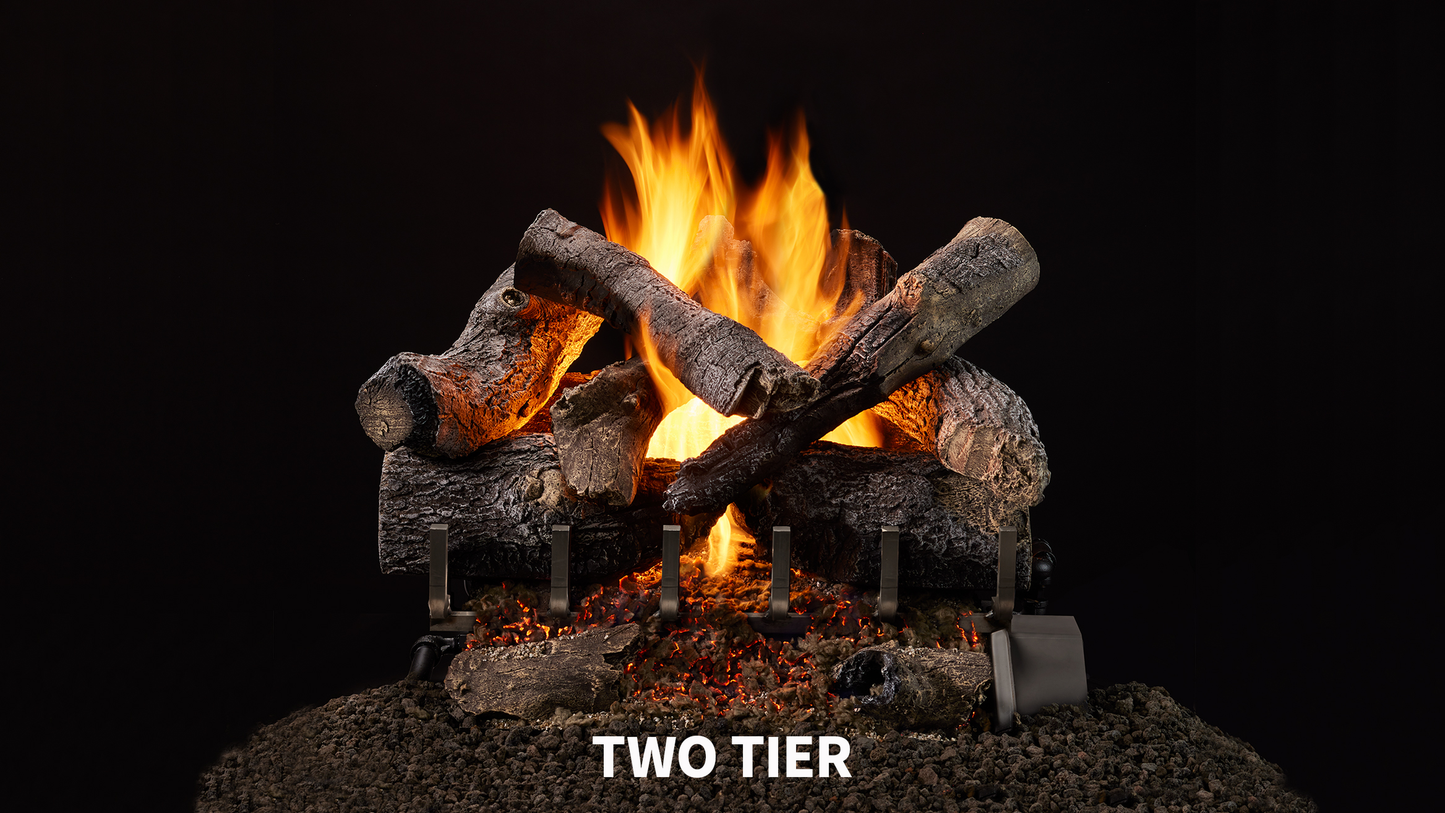 Majestic Grand Oak 18" 9-Piece 2-Tier Vented Gas Log Set