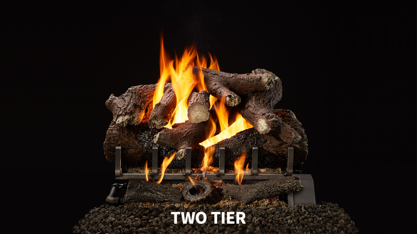 Majestic Heritage Oak 18" 9-Piece 2-Tier Vented Gas Log Set