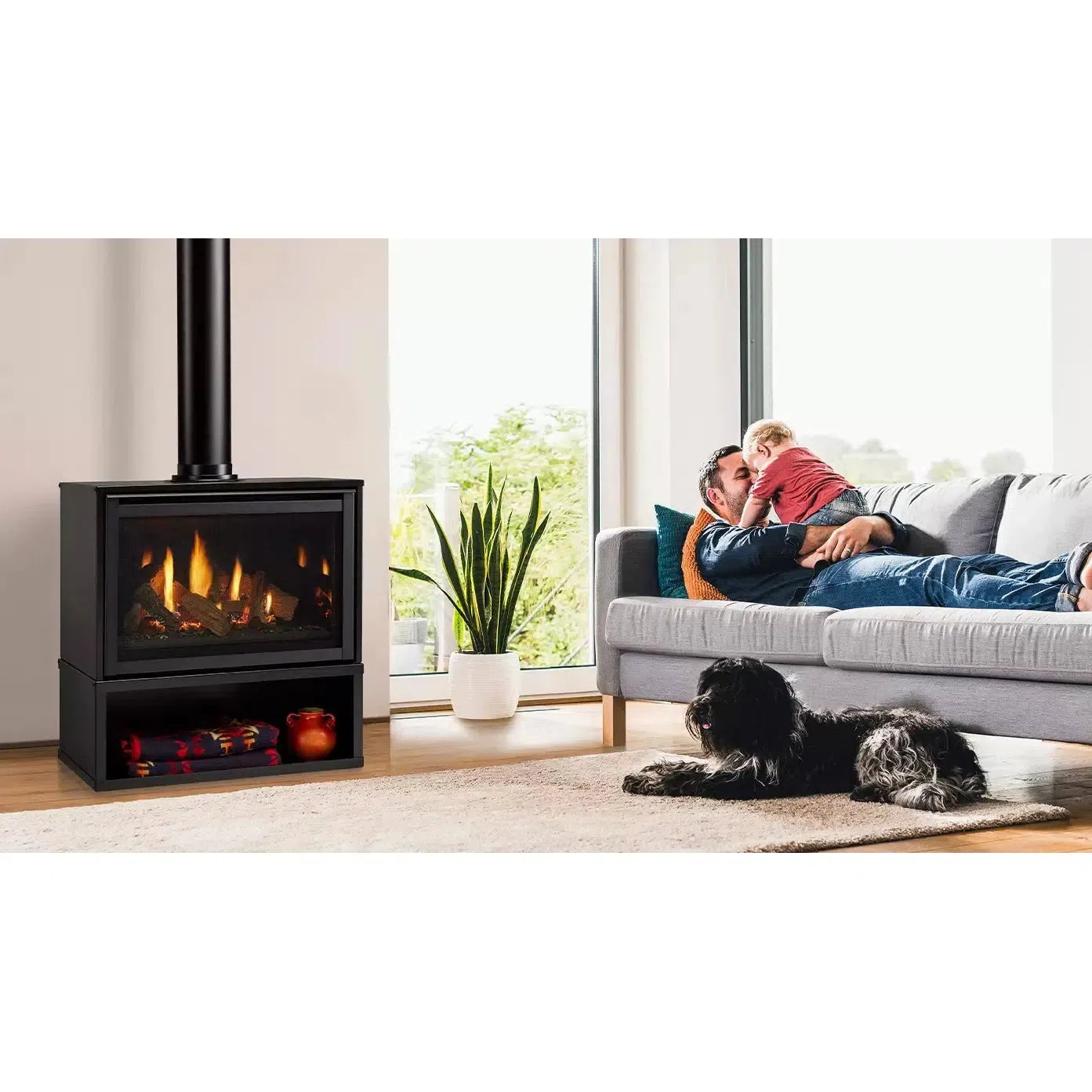 Majestic Ruby 30" Traditional Direct Vent Freestanding Natural Gas Fireplace With Steel Cabinet and IntelliFire Touch Ignition System