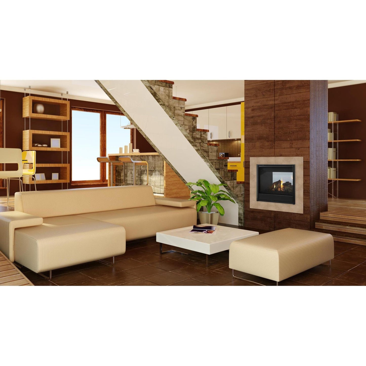 Majestic See-Through 36" Traditional Multi-Sided Top/Rear Direct Vent Gas Fireplace With IntelliFire Touch Ignition System