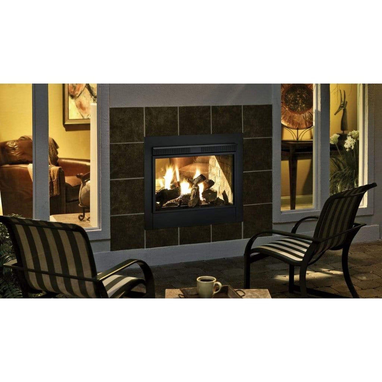 Majestic Twilight 36" Traditional Indoor/ Outdoor See-Through Vent-Free Gas Fireplace With IntelliFire Touch Ignition System