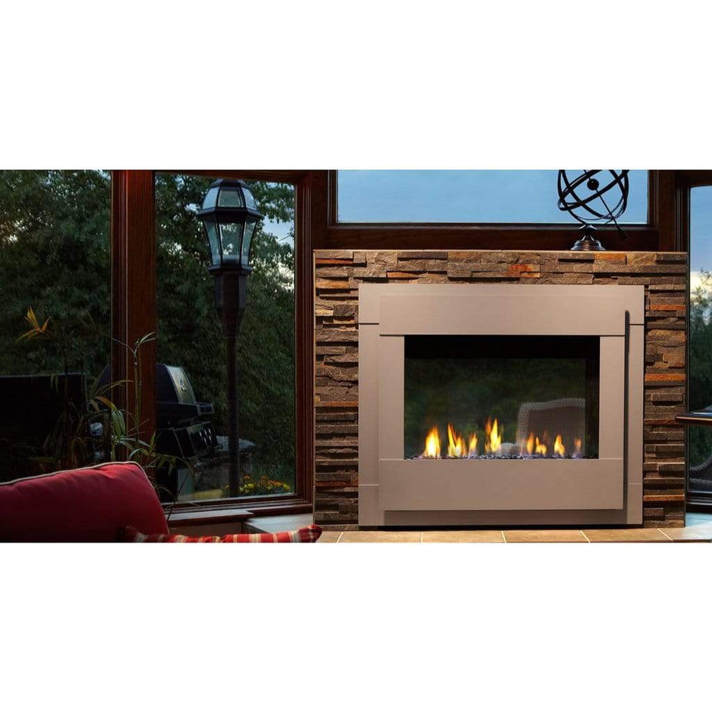 Majestic Twilight Modern 36" Indoor/Outdoor See-Through Gas Fireplace Contemporary With Intellifire Touch Ignition System