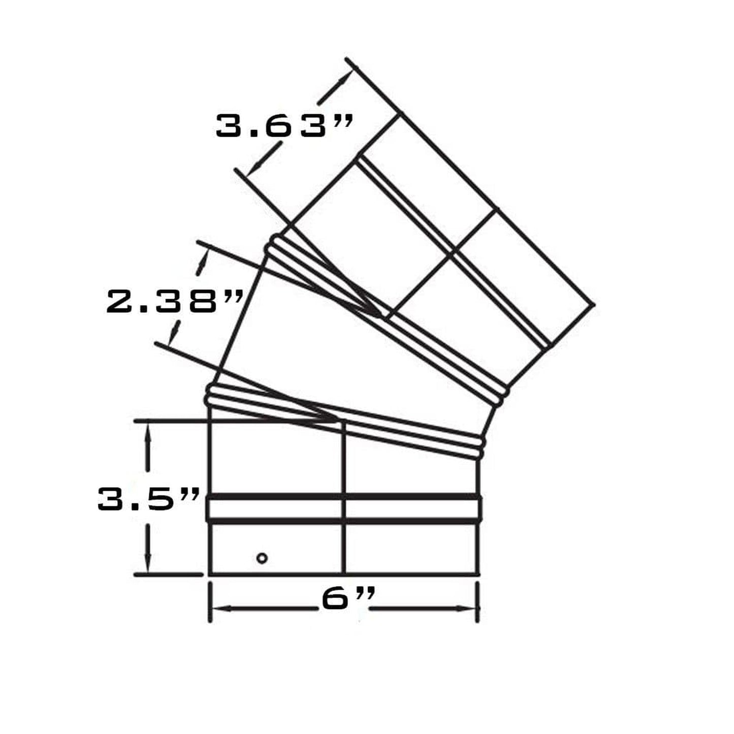 Metal-Fab 6" x 45 Degree Black Single Wall Elbow