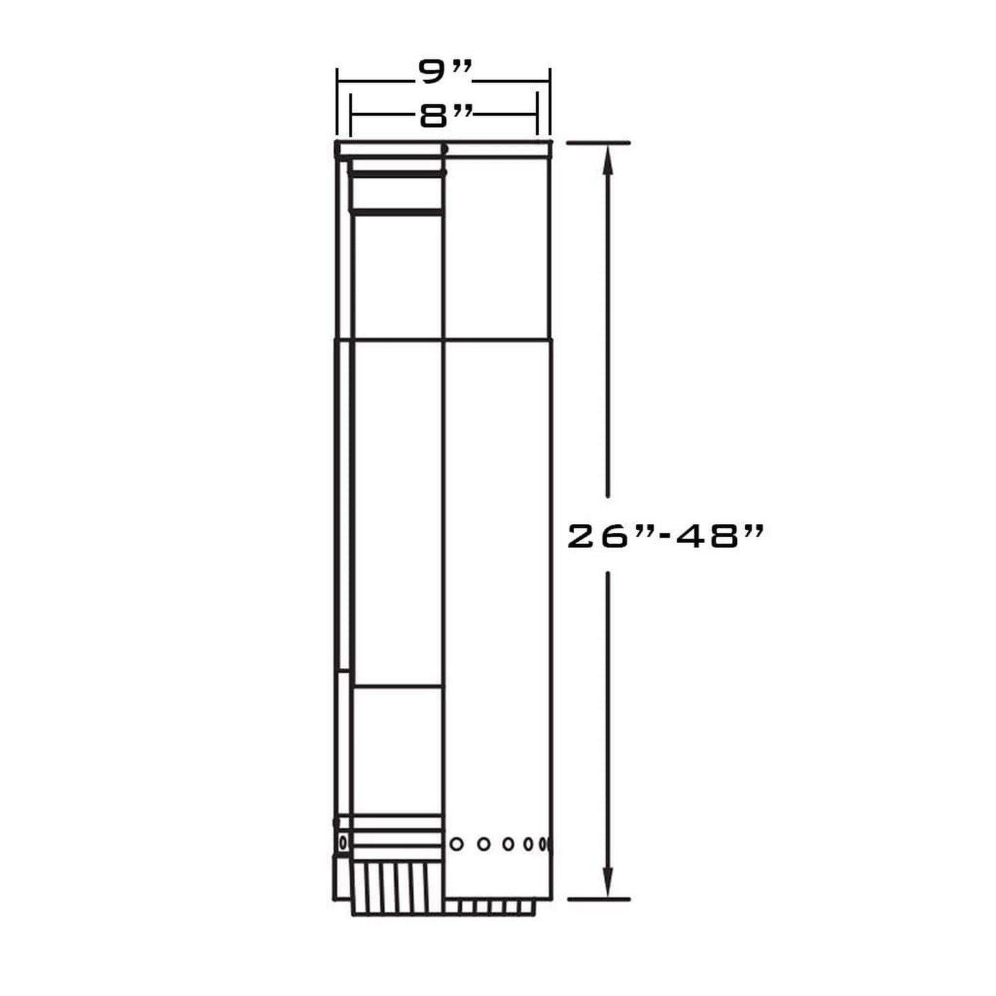 Metal-Fab 8" x 48" Black Double Wall Telescoping Length