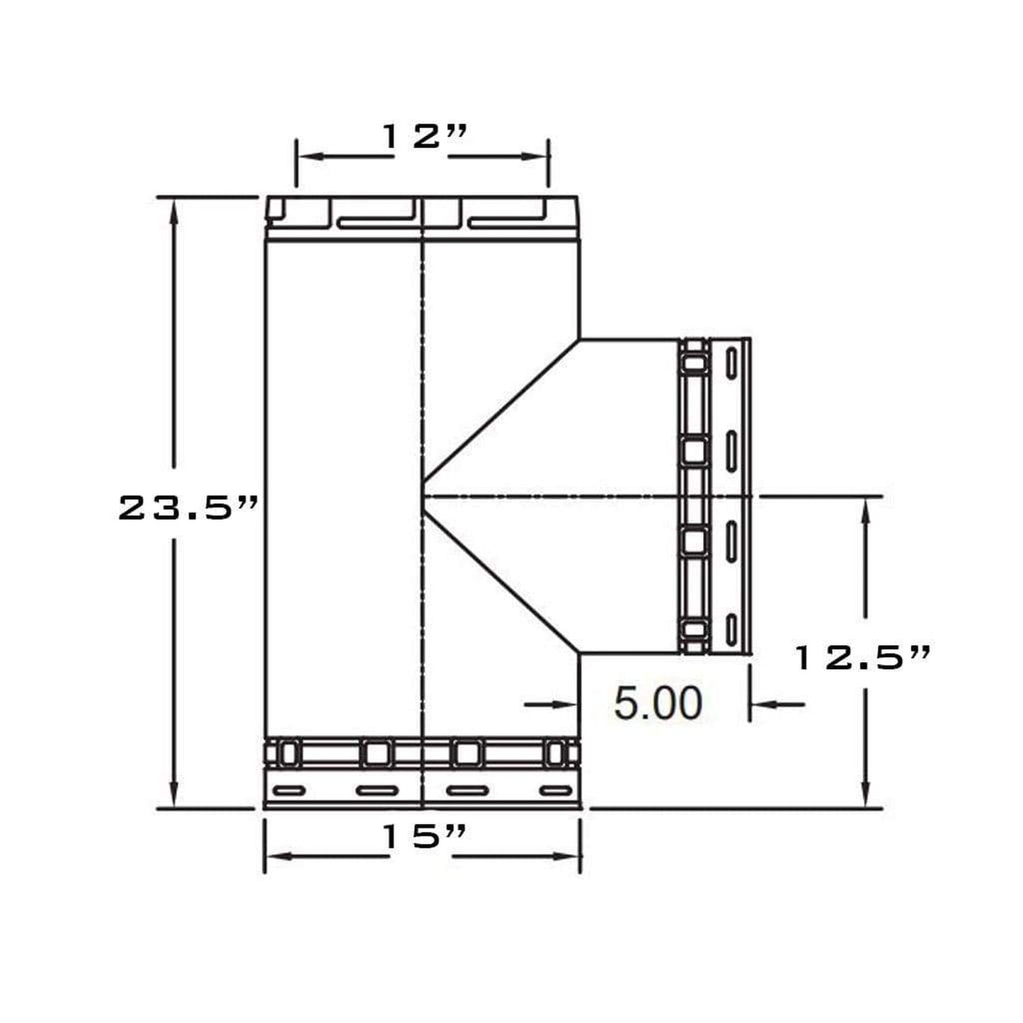 Metal-Fab All-Fuel Temp/Guard 12" x 23" Galvanized Insulated Tee With Tee Cap