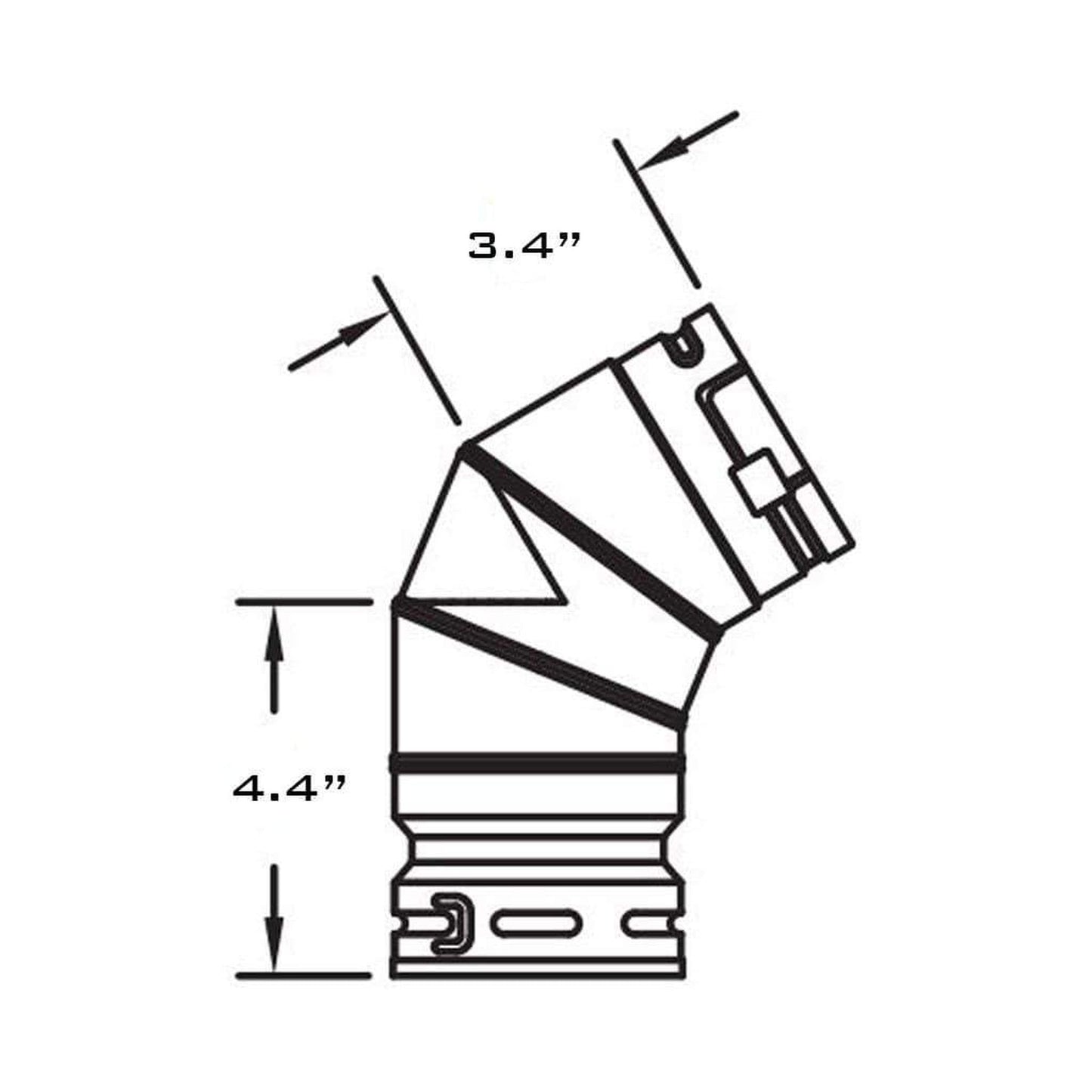 Metal-Fab Biomass Chimney 3" x 45 Degree Elbow Pipe