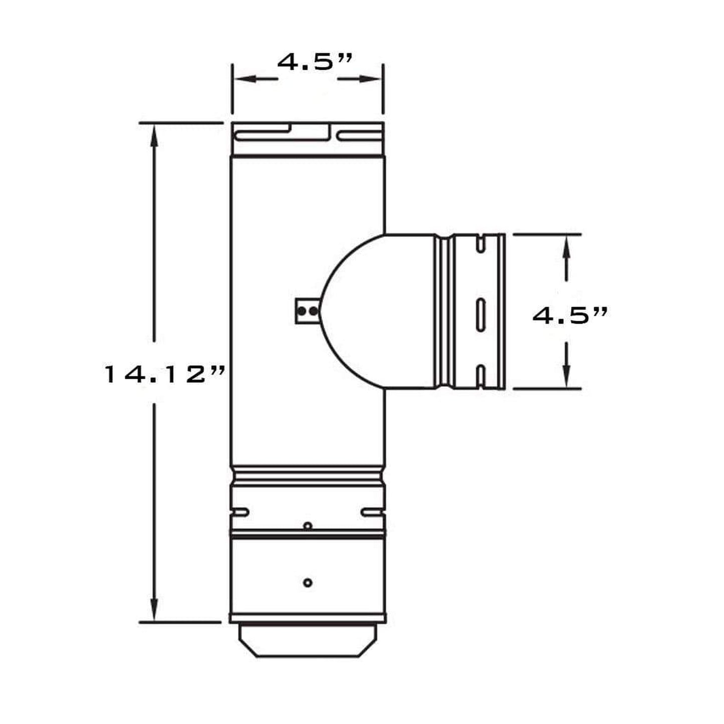 Metal-Fab Biomass Chimney 4" Black Vertical Cleanout Tee With Tee Cap