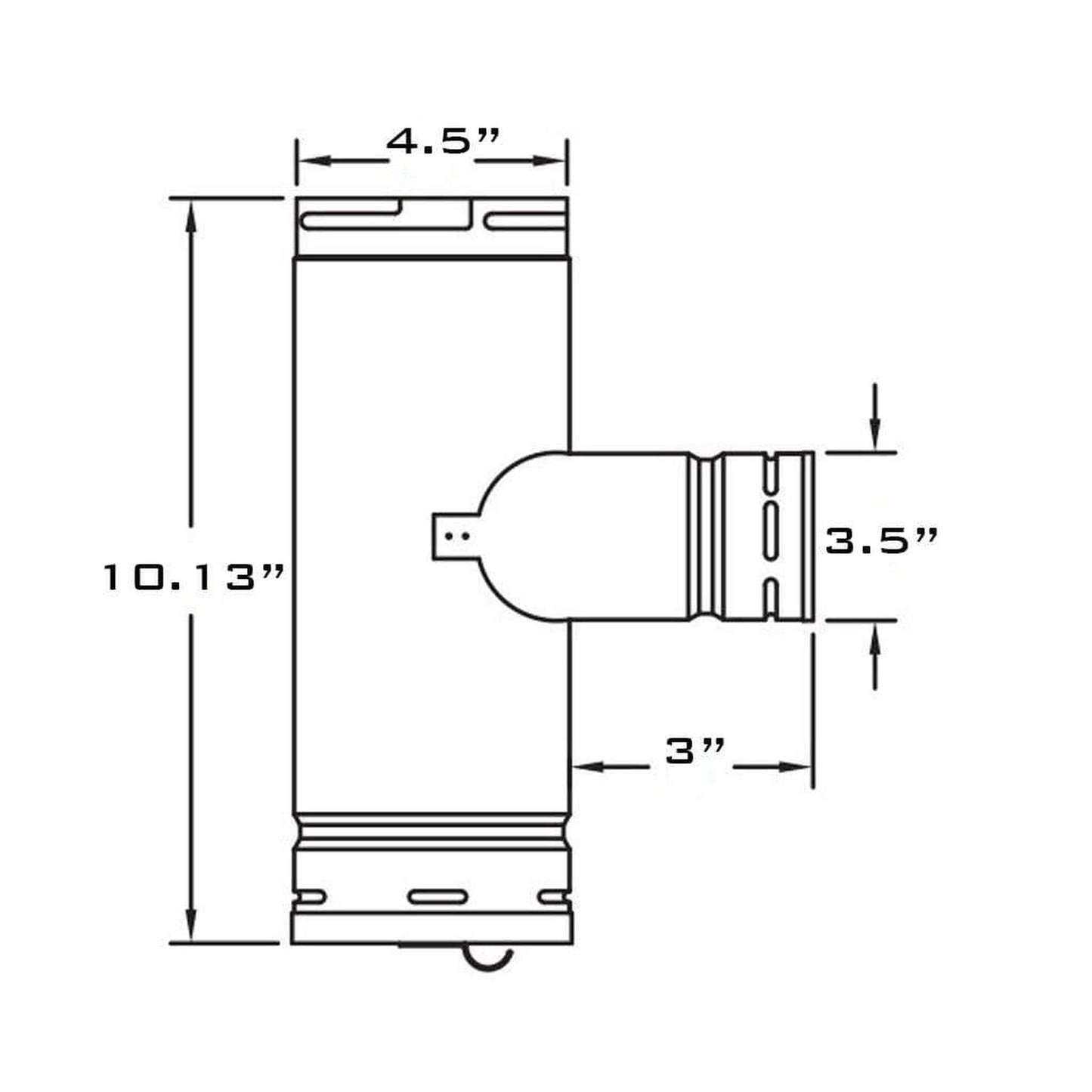 Metal-Fab Biomass Chimney 4" x 3" Reduced Tap Tee With Pull-Off Cap