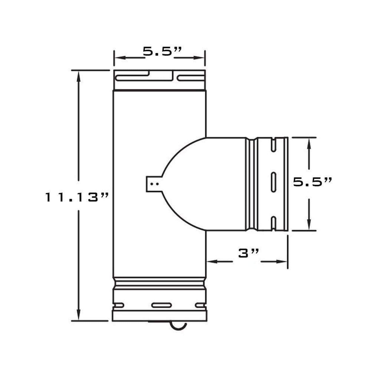 Metal-Fab Biomass Chimney 5" Standard Tee With Pull-Off Cap