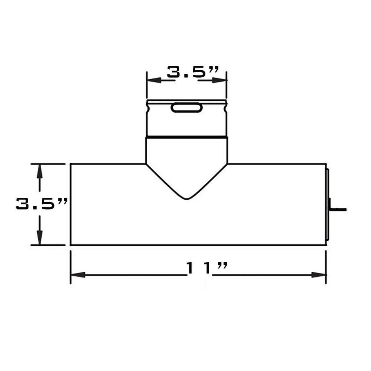 Metal-Fab Premium Biomass 3" Diameter Horizontal Tee With Twisted Off Tee Cap