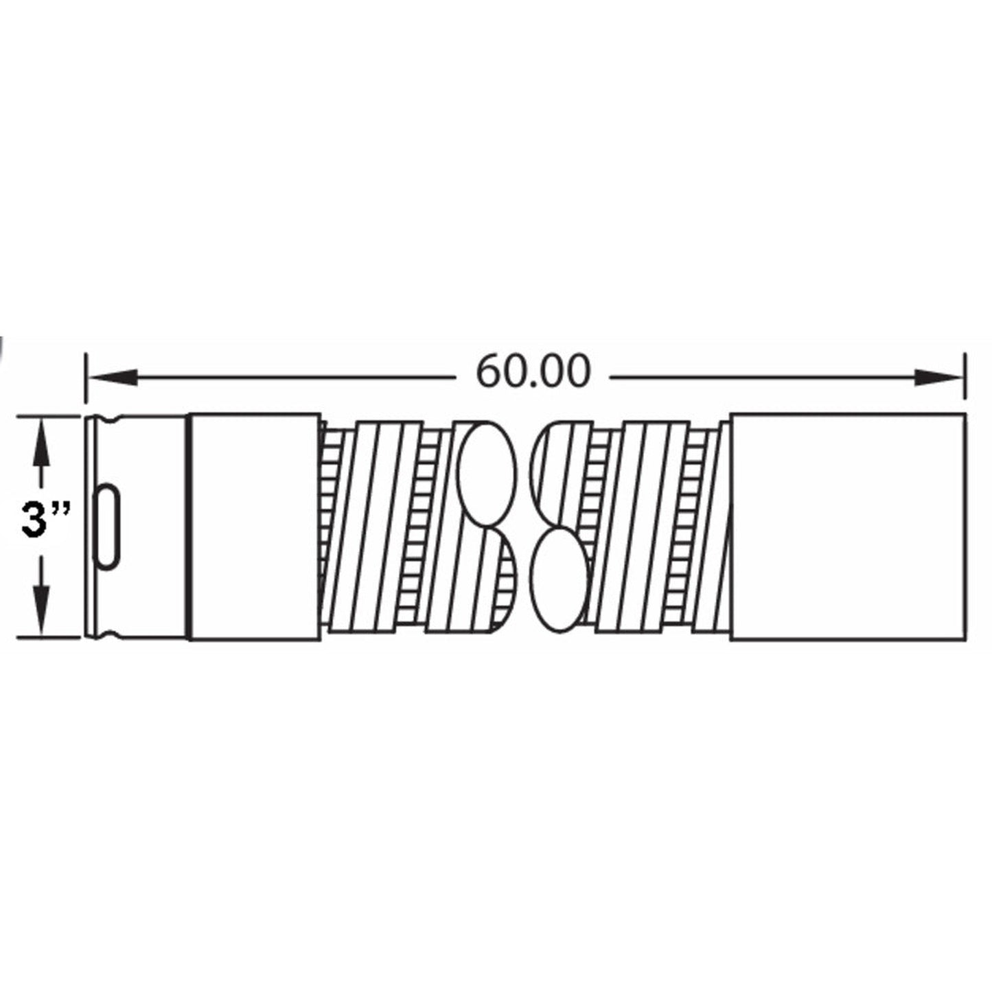 Metal-Fab Premium Biomass 3" x 60" Stainless Steel Flex Connector With End Fittings