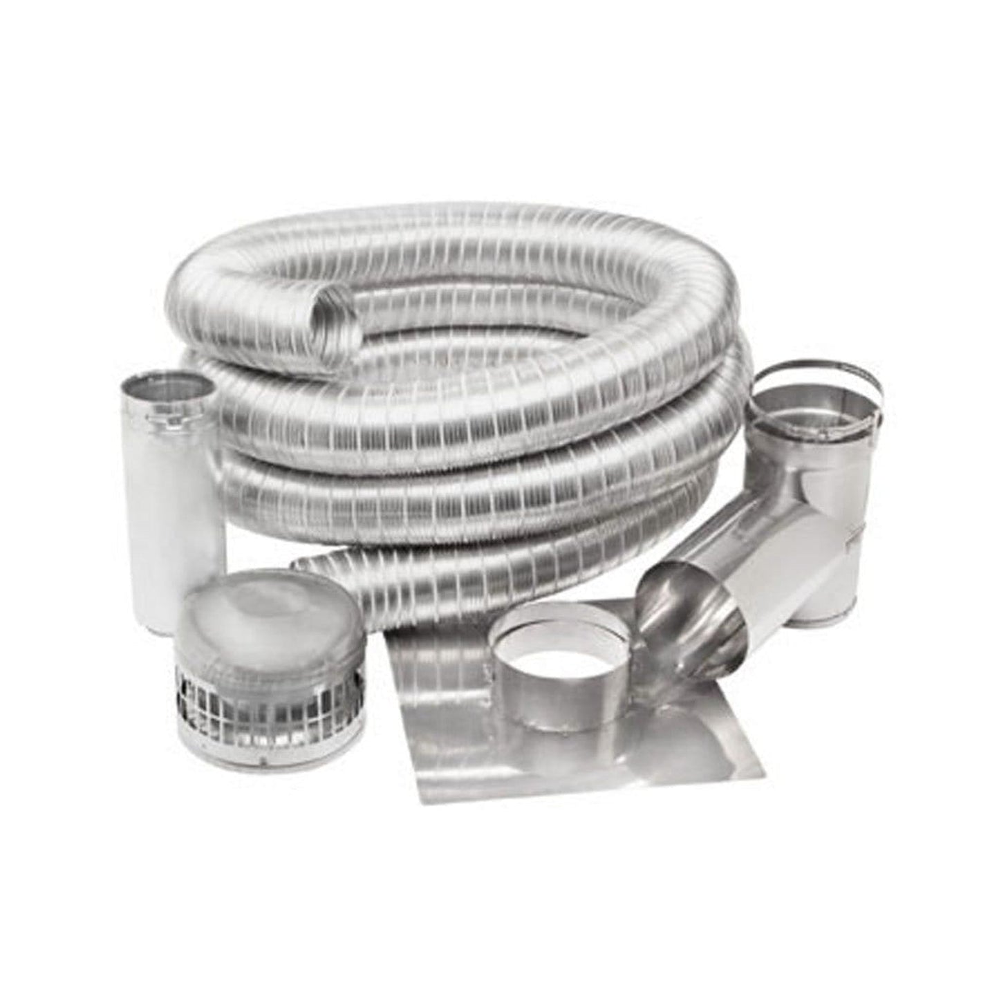 Metal-Fab SuperFlex 4" x 420" Length Stainless Steel Chimney Liner Flex Kit With Tee