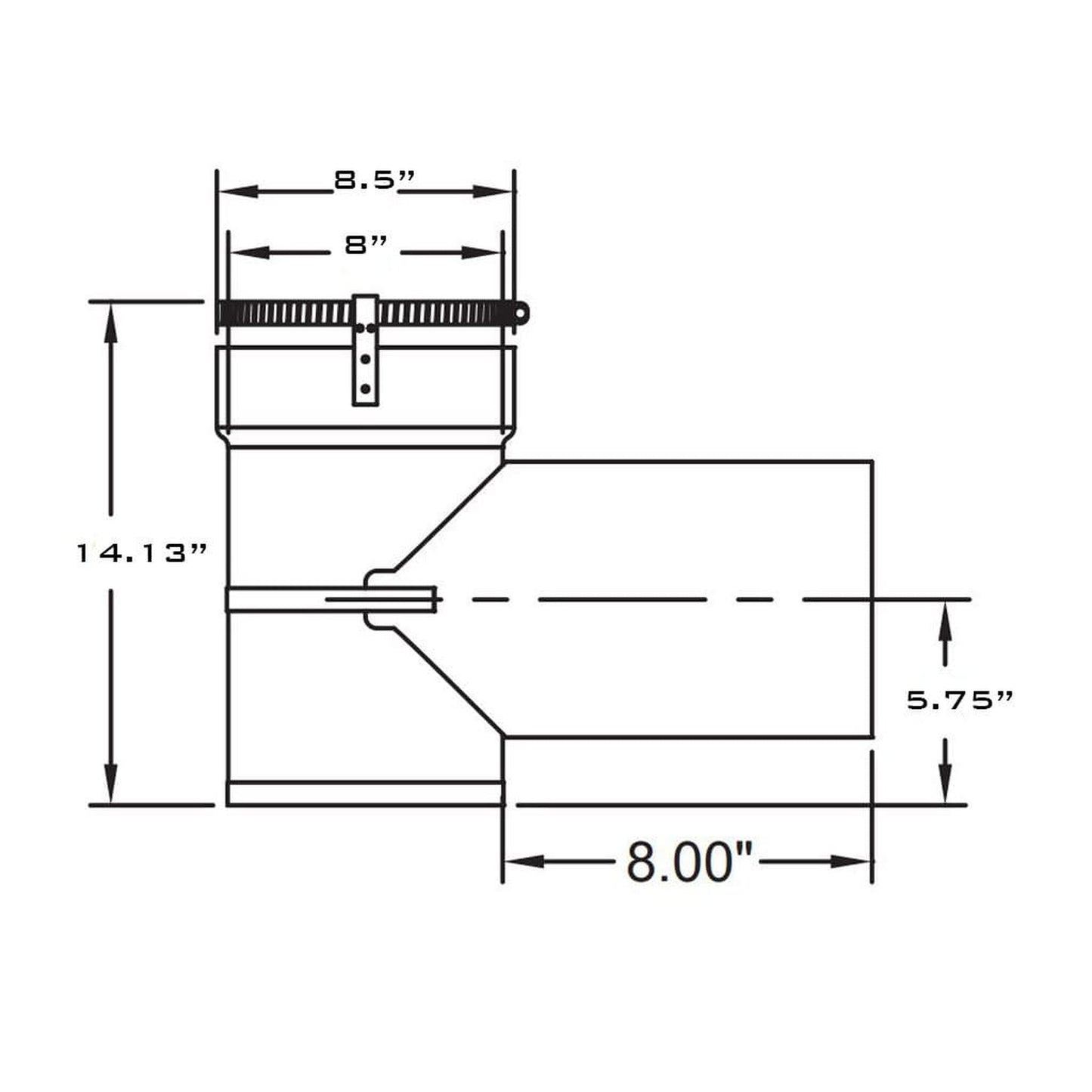 Metal-Fab SuperFlex 8" Diameter Stainless Steel Tee