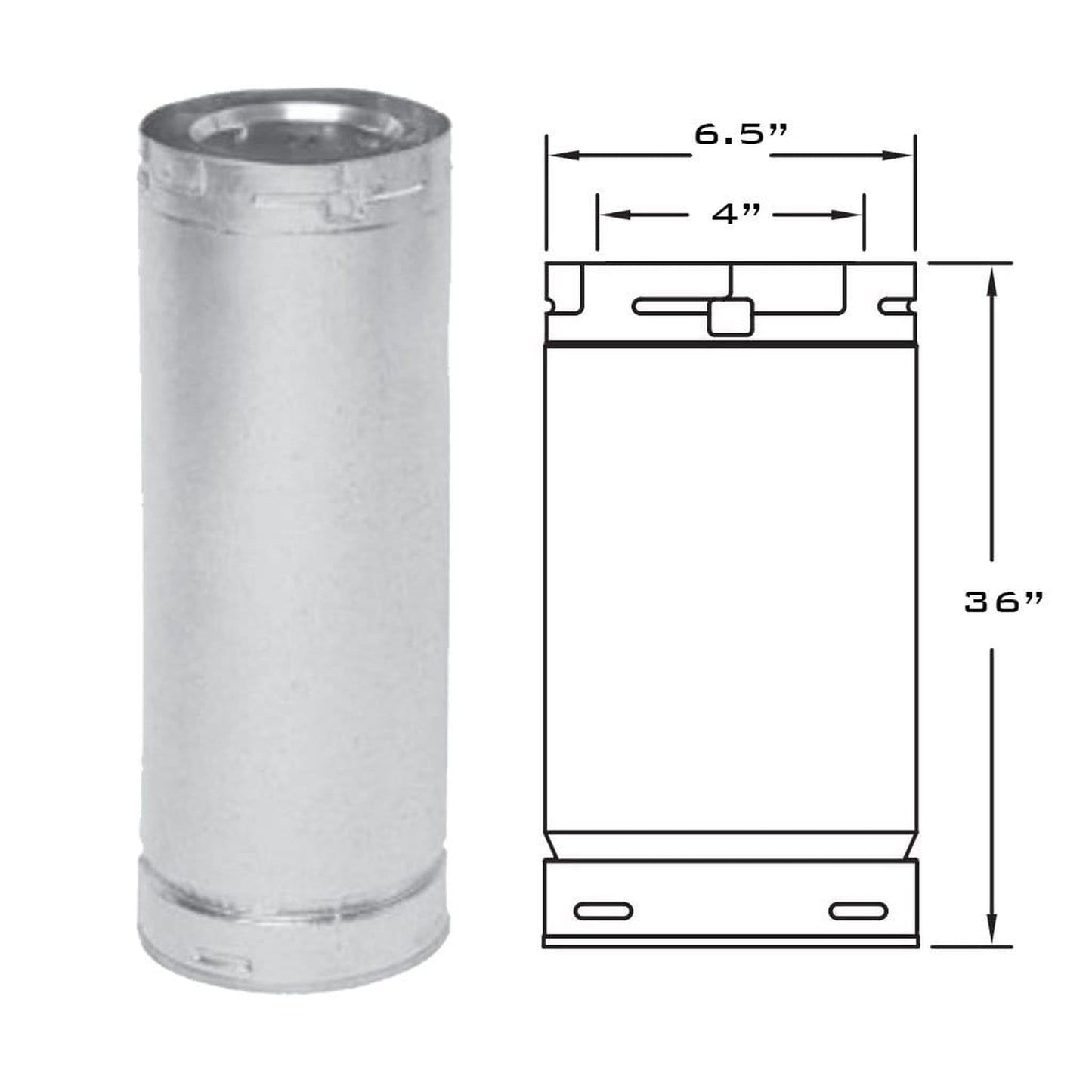 Metal-Fab Sure-Seal Direct Vent 4" x 36" Black Straight Length Pipe