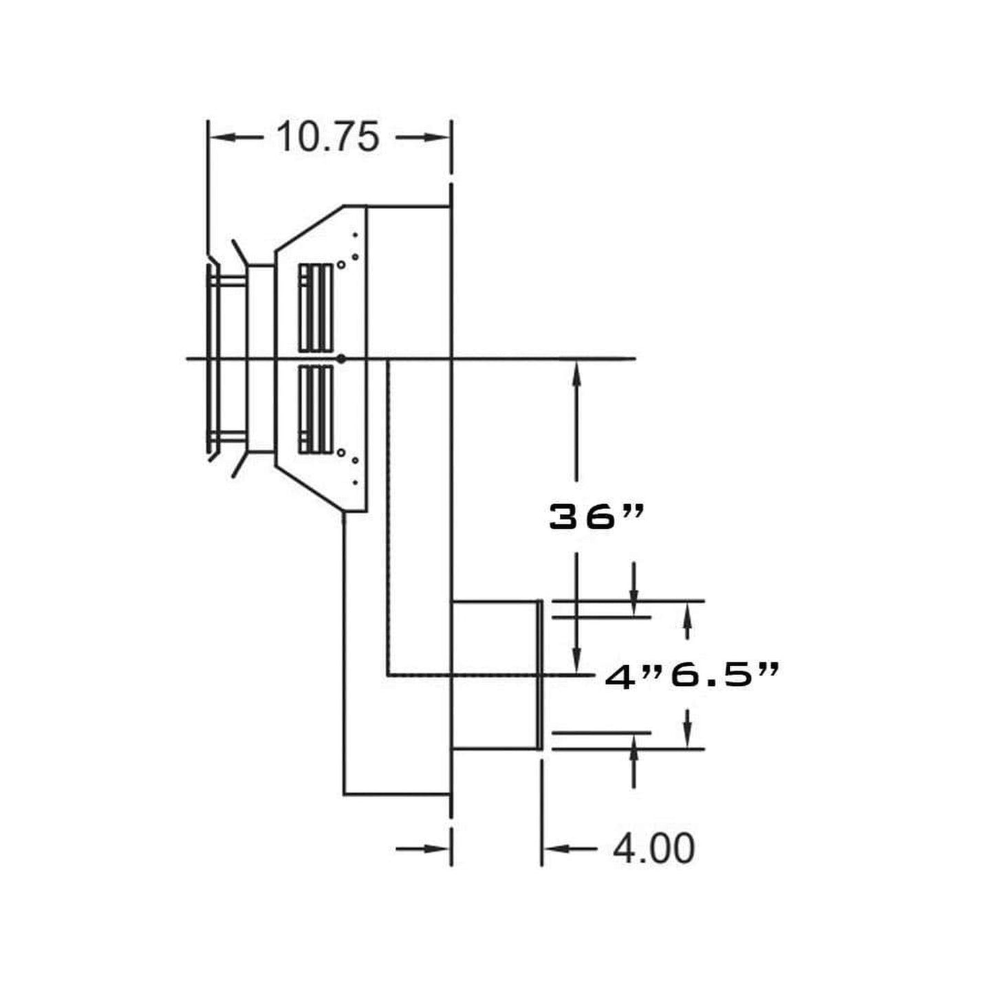 Metal-Fab Sure-Seal Direct Vent 4" x 36" High Wind Snorkel Termination