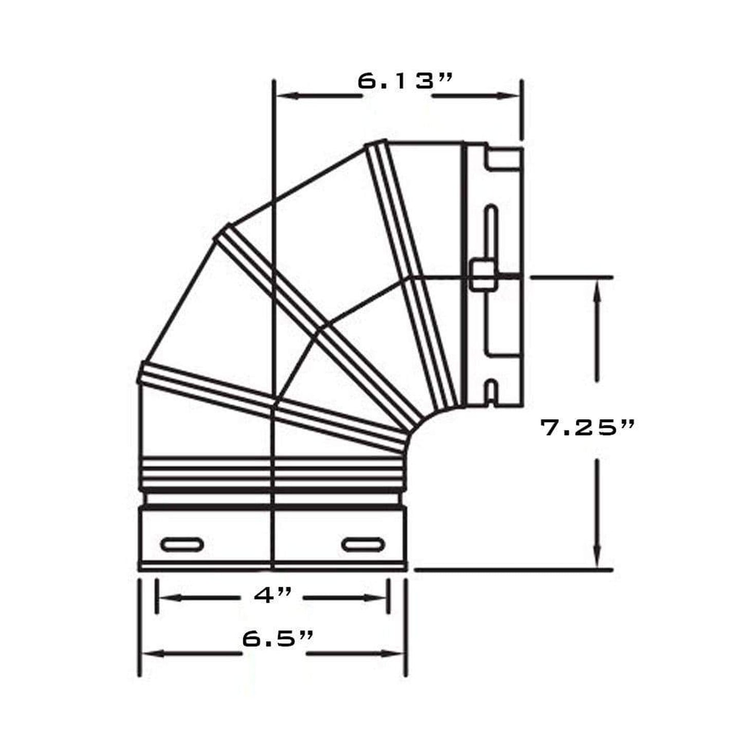 Metal-Fab Sure-Seal Direct Vent 4" x 90 Degree Black Swivel Elbow