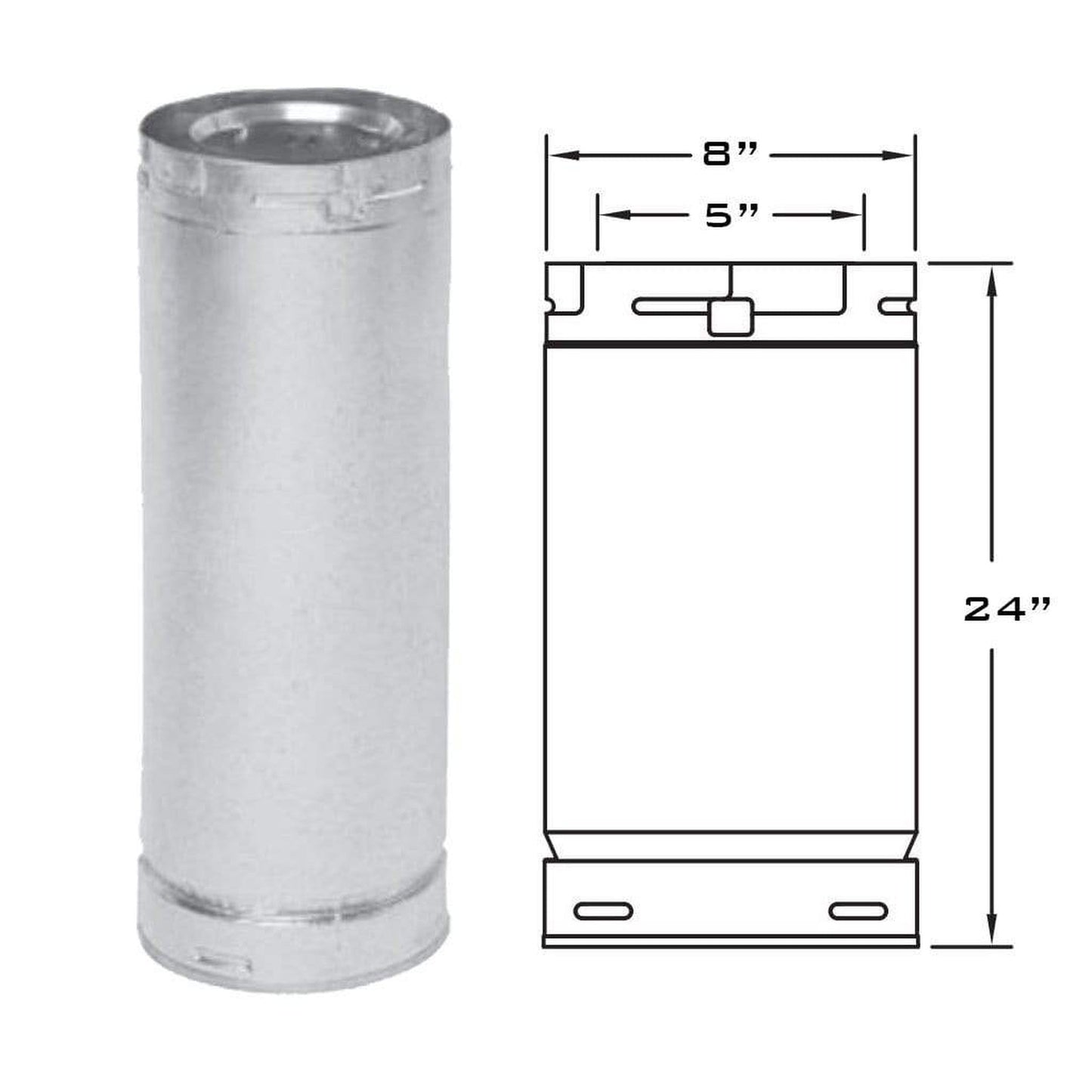 Metal-Fab Sure-Seal Direct Vent 5" x 24" Black Straight Length Pipe