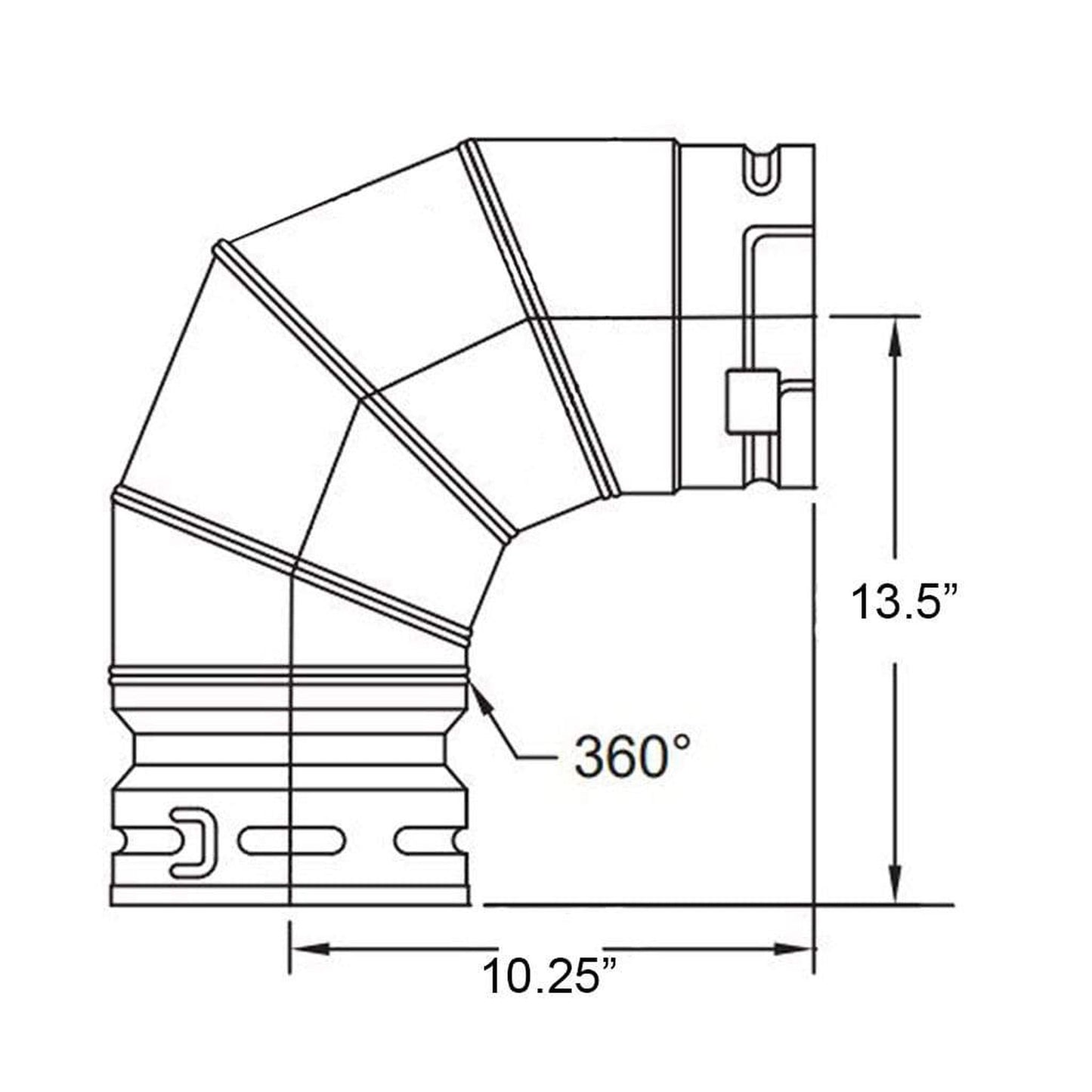 Metal-Fab Type B-Vent 10" Diameter x 90 Degree Adjustable Elbow