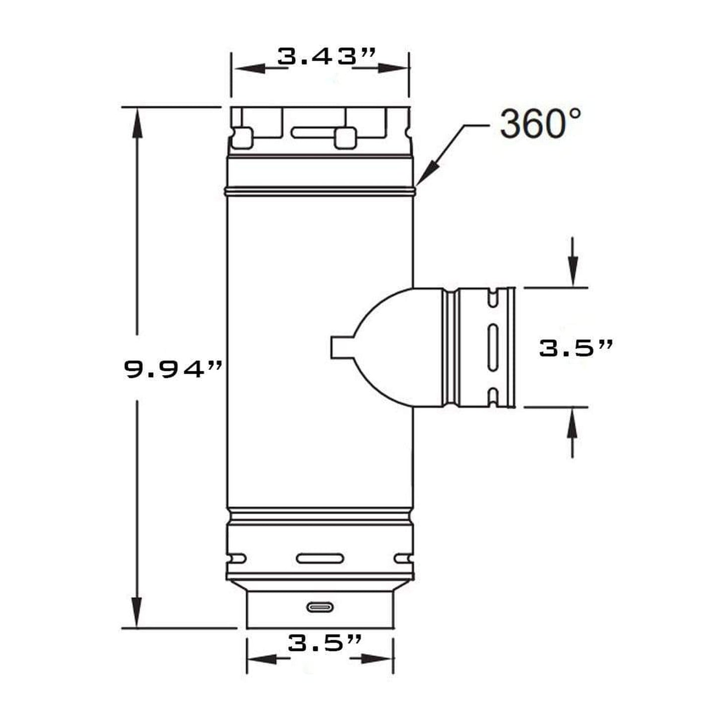 Metal-Fab Type B-Vent 3" x 3" x 3" Swivel Tee