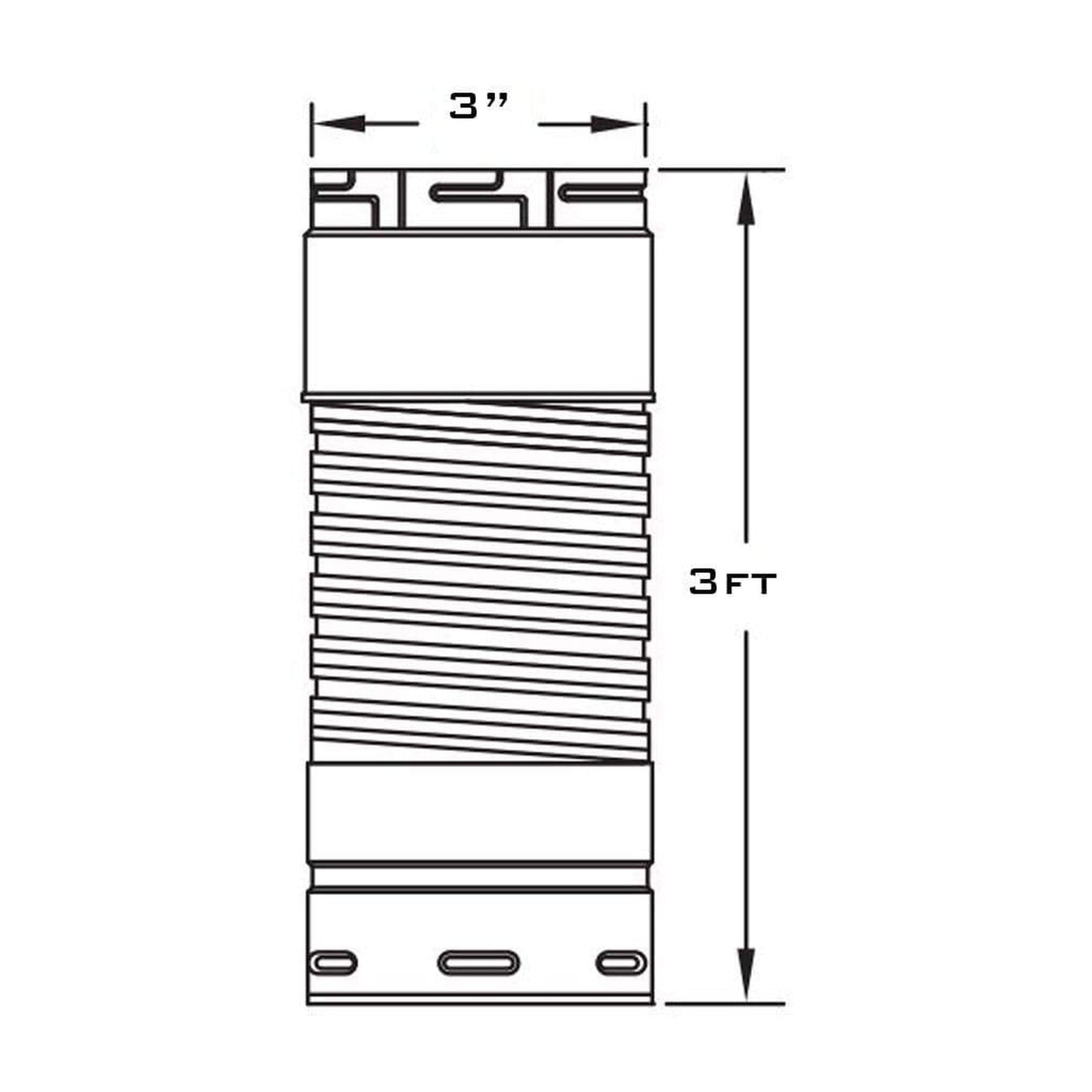 Metal-Fab Type B-Vent 3" x 36" Single Wall Flex Connector