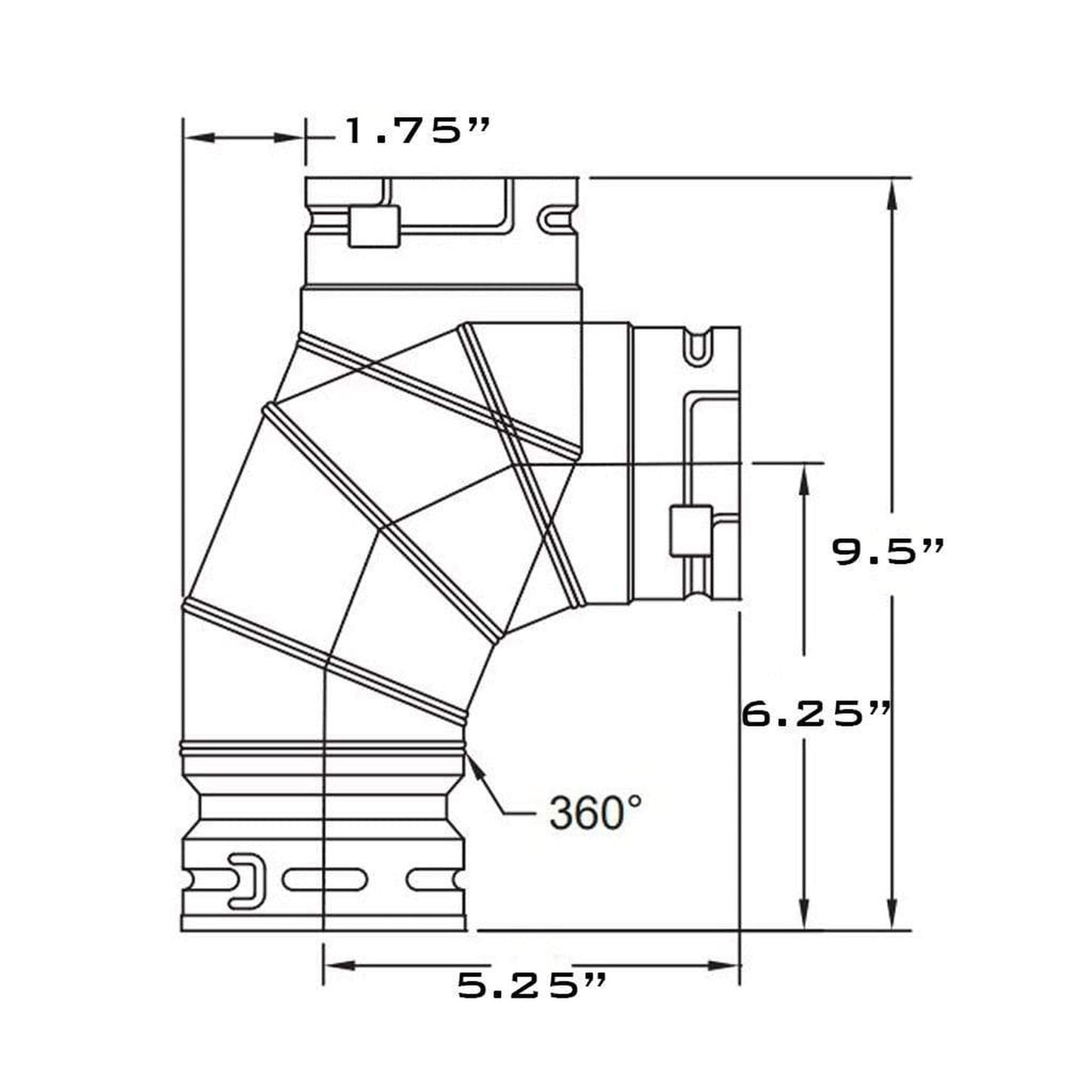 Metal-Fab Type B-Vent 4" Diameter x 90 Degree Adjustable Elbow