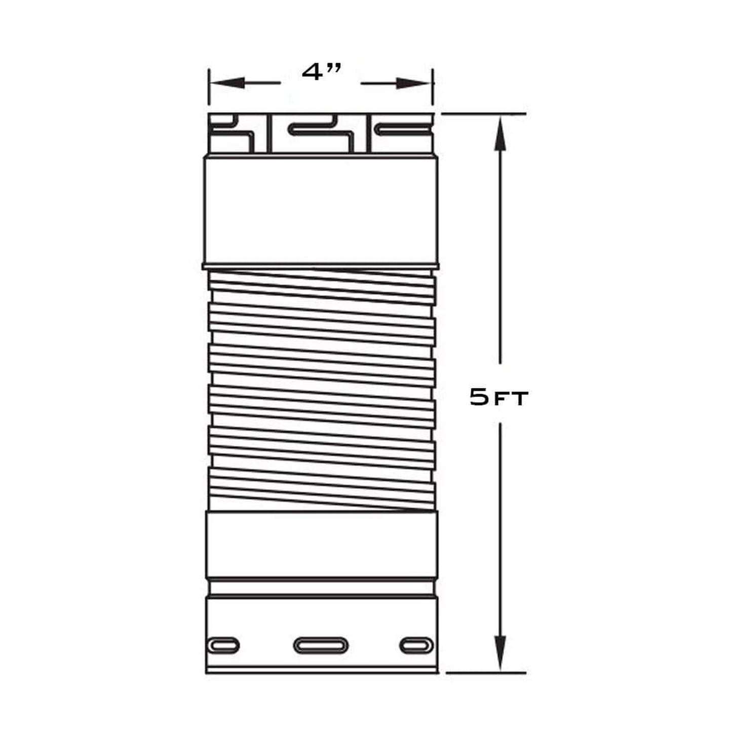 Metal-Fab Type B-Vent 4" x 60" Single Wall Flex Connector
