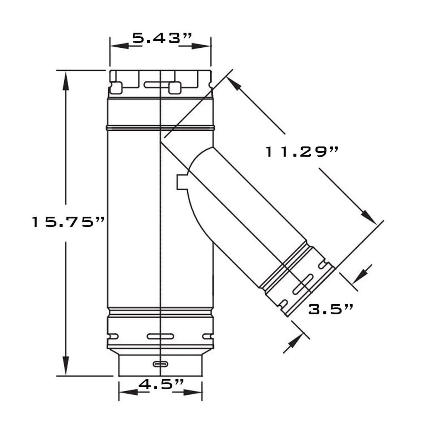 Metal-Fab Type B-Vent 5" x 4" x 3" Swivel Wye