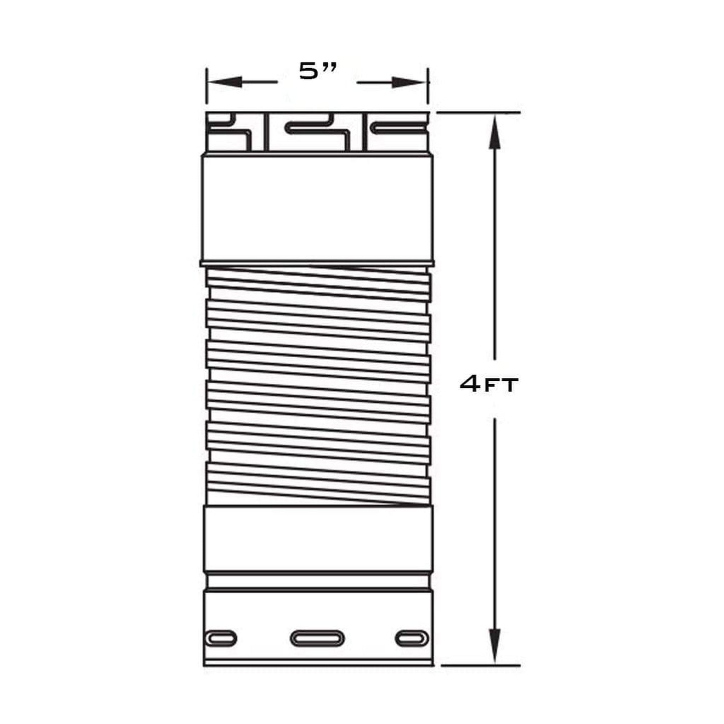 Metal-Fab Type B-Vent 5" x 48" Single Wall Flex Connector