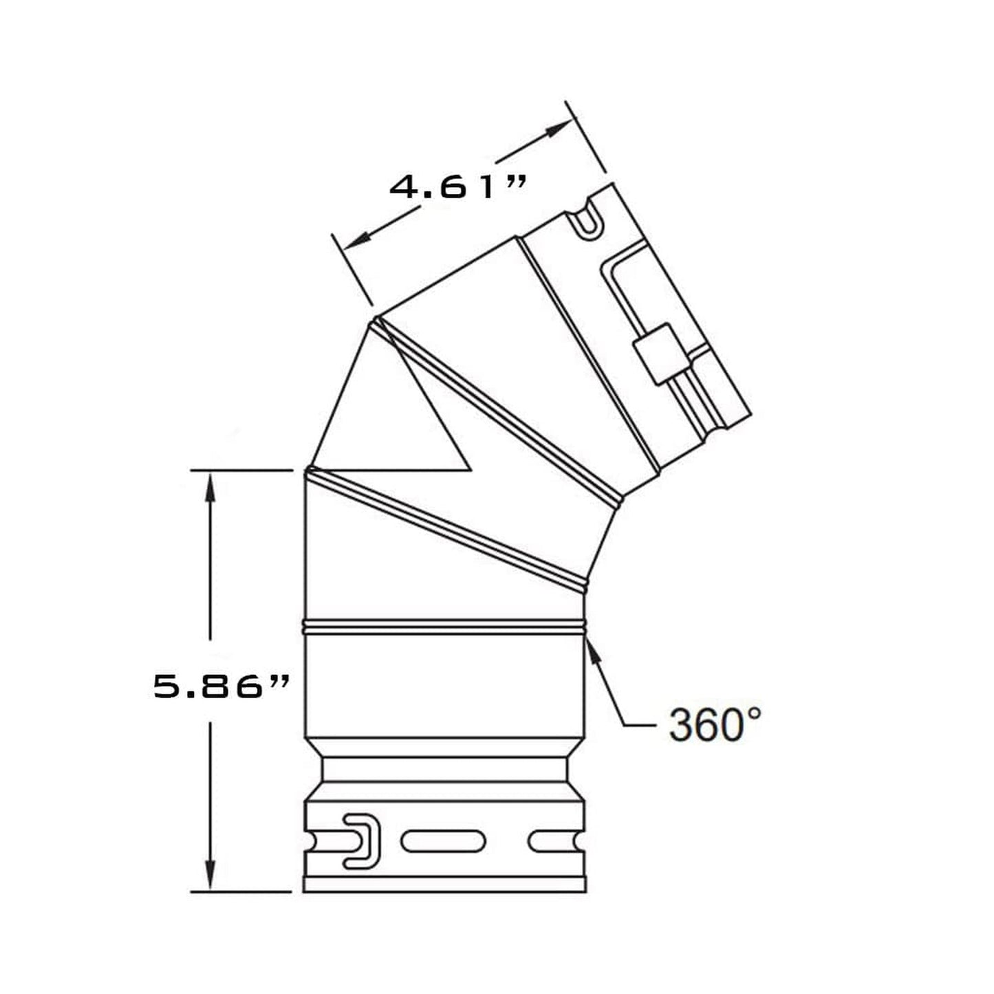 Metal-Fab Type B-Vent 5" x 60 Degree Adjustable Elbow