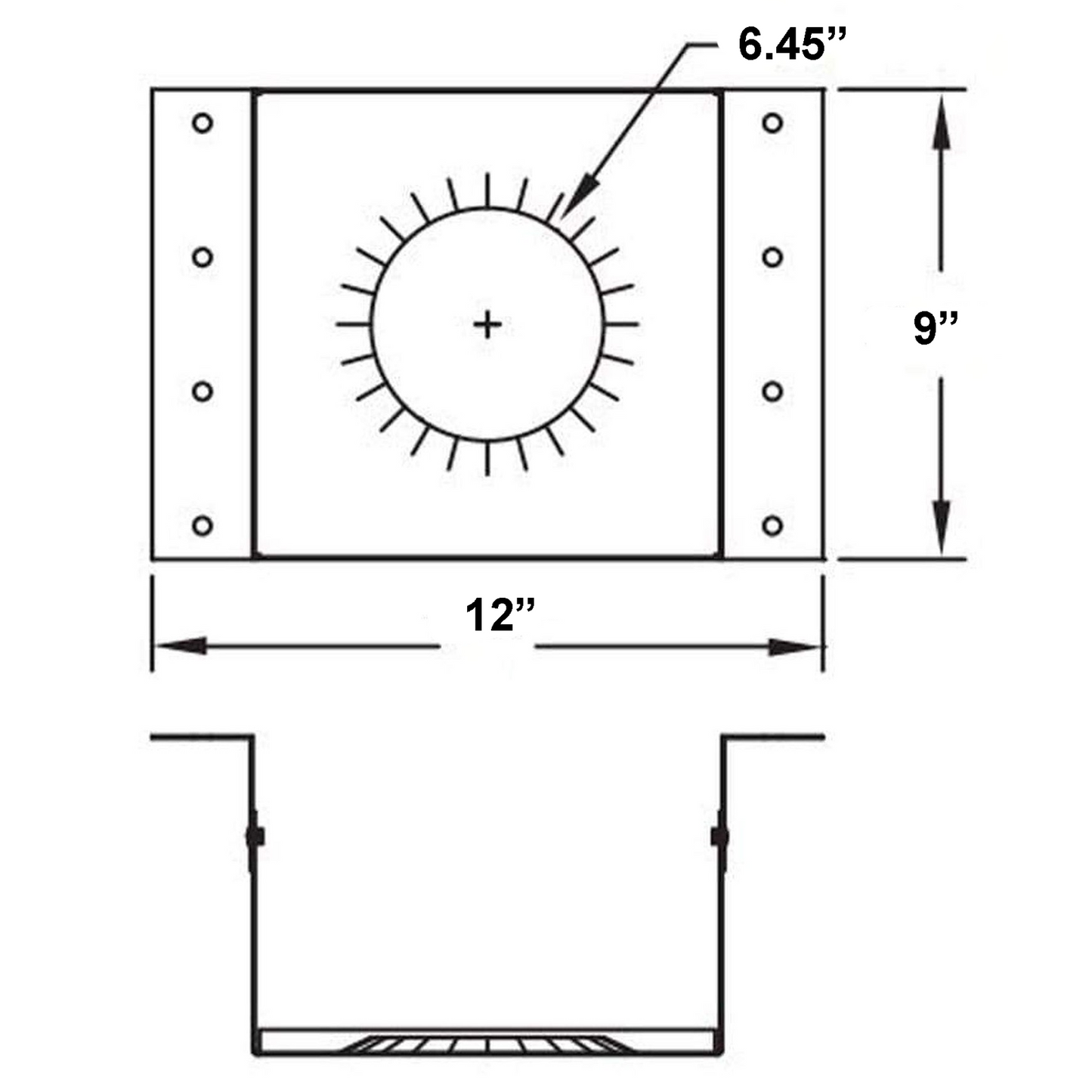 Metal-Fab Type B-Vent 6" Adjustable Support Plate