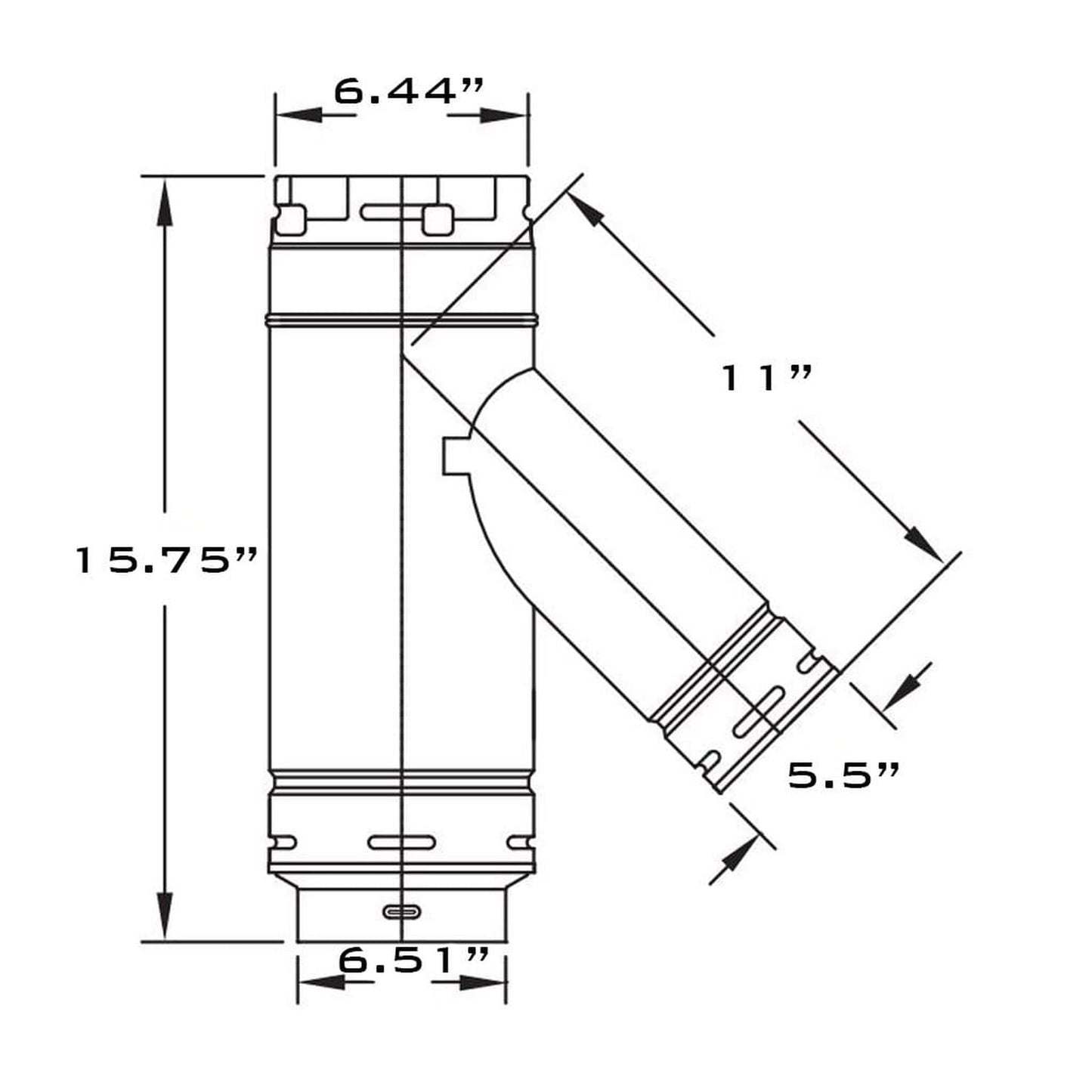 Metal-Fab Type B-Vent 6" x 6" x 5" Swivel Wye