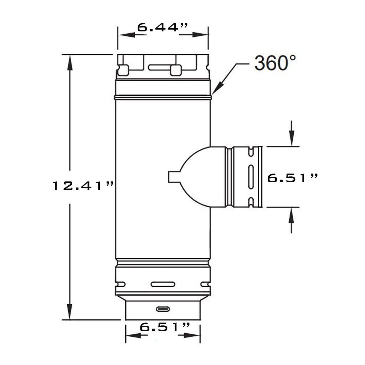 Metal-Fab Type B-Vent 6" x 6" x 6" Swivel Tee