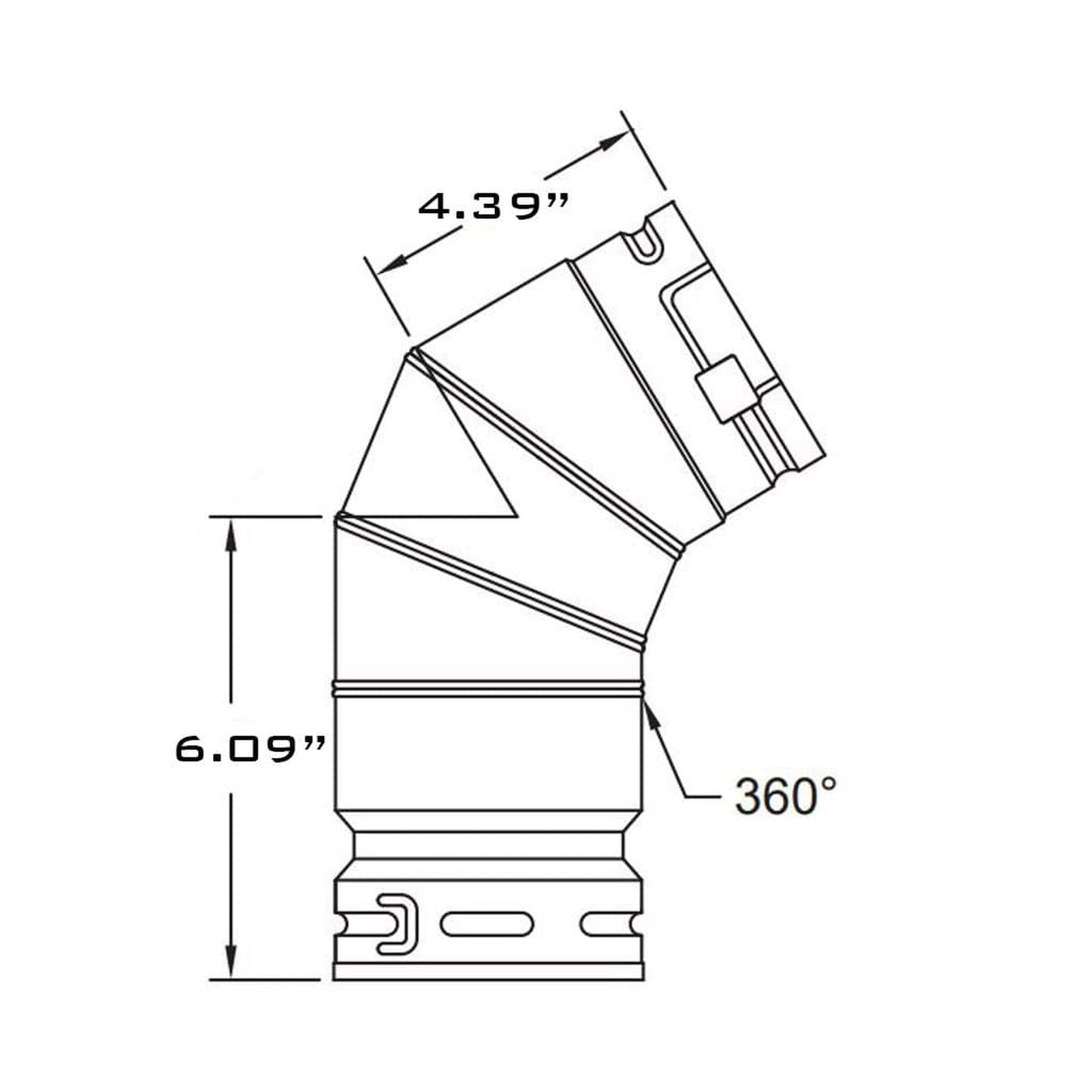 Metal-Fab Type B-Vent 6" x 60 Degree Adjustable Elbow