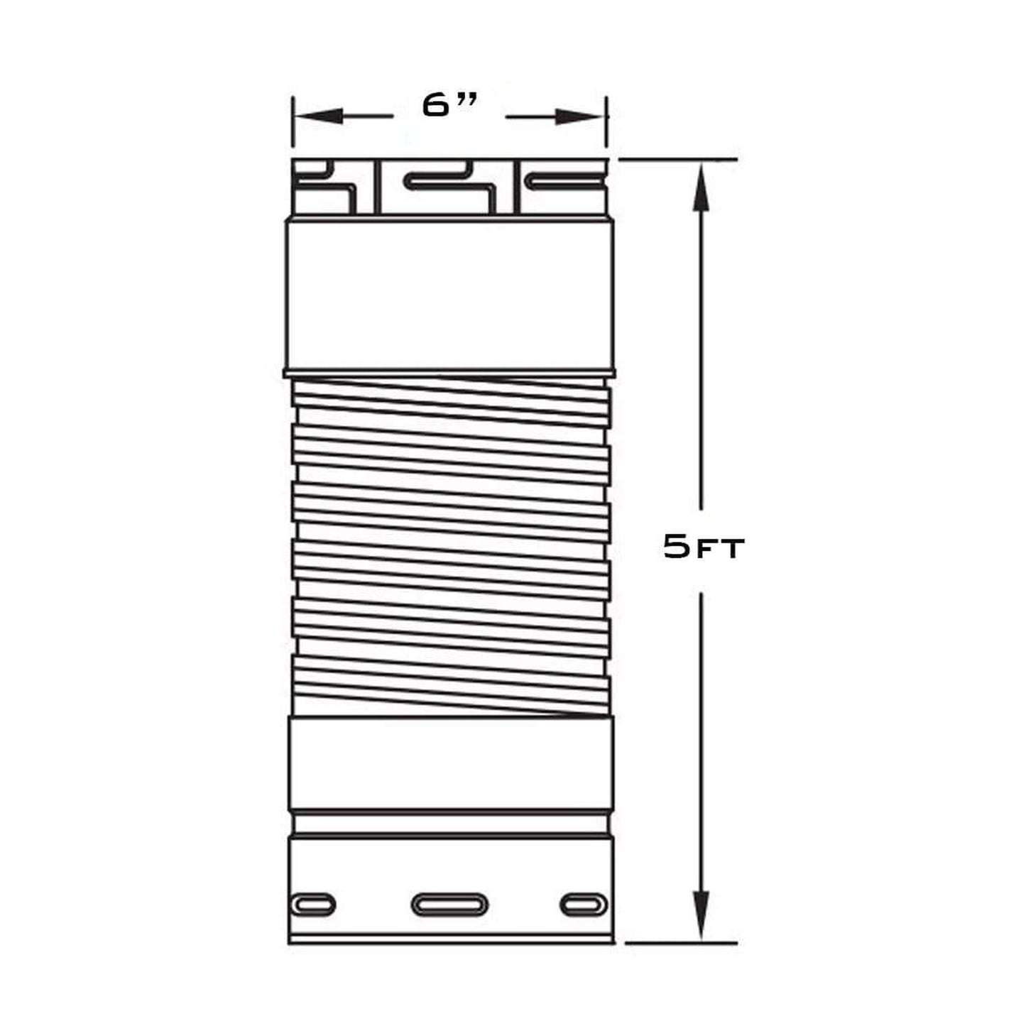 Metal-Fab Type B-Vent 6" x 60" Single Wall Flex Connector