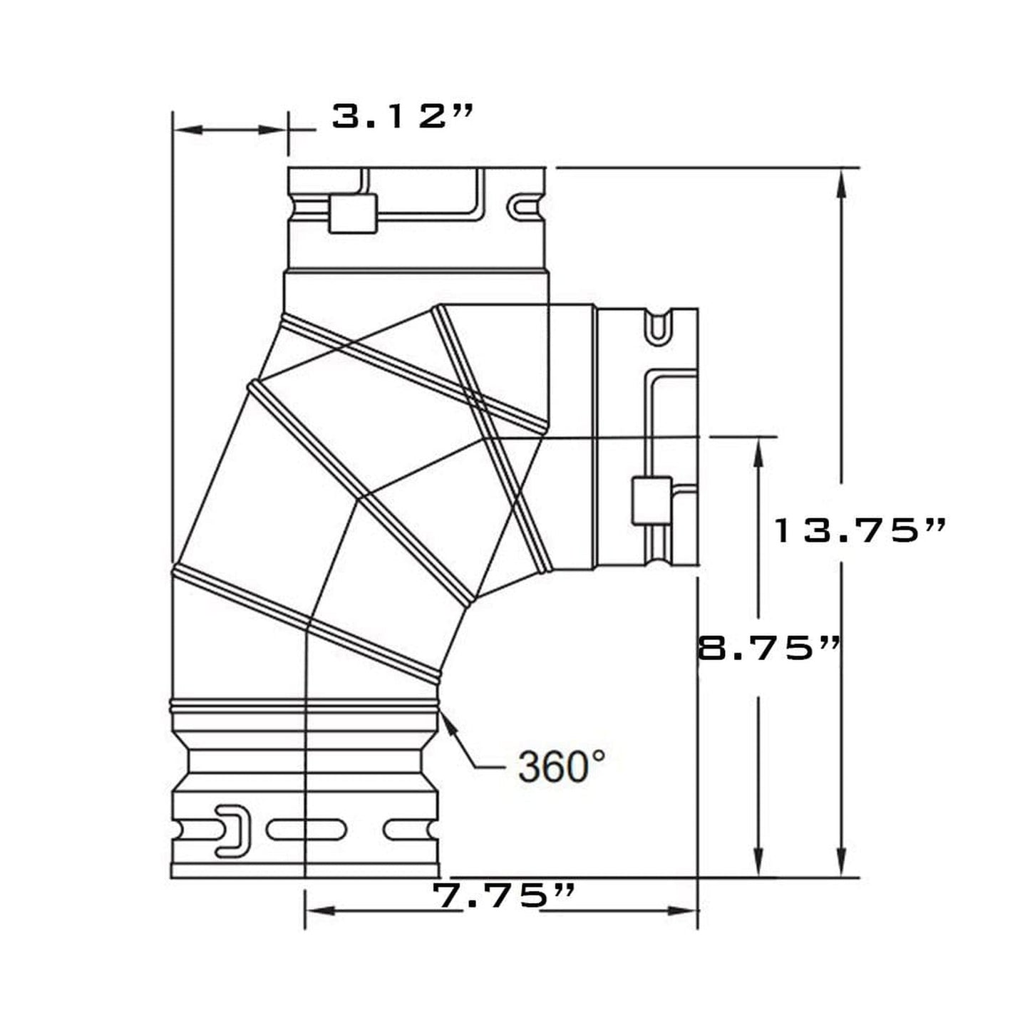 Metal-Fab Type B-Vent 7" Diameter x 90 Degree Adjustable Elbow