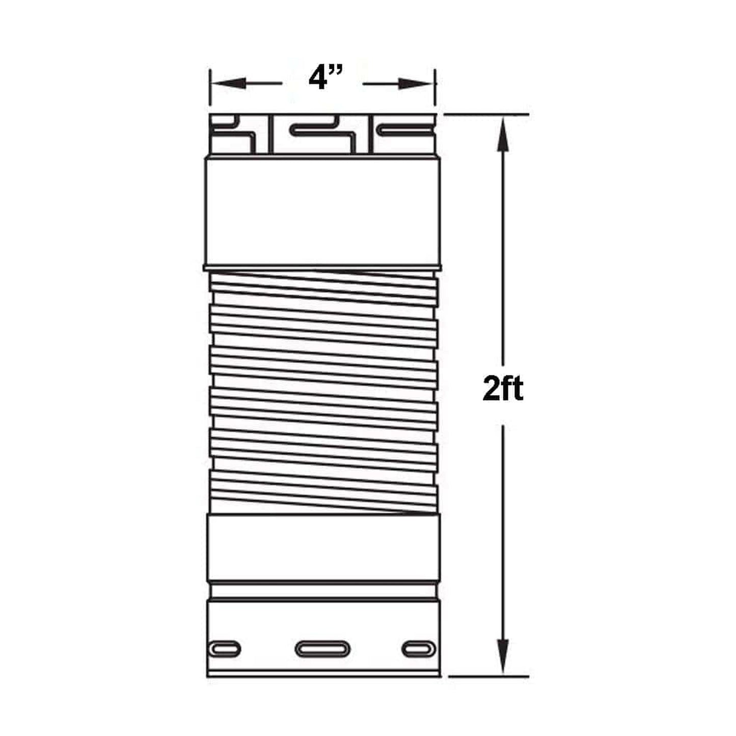 Metal-Fab Type B-Vent MSWFA 4" x 24" Single Wall Flex Connector