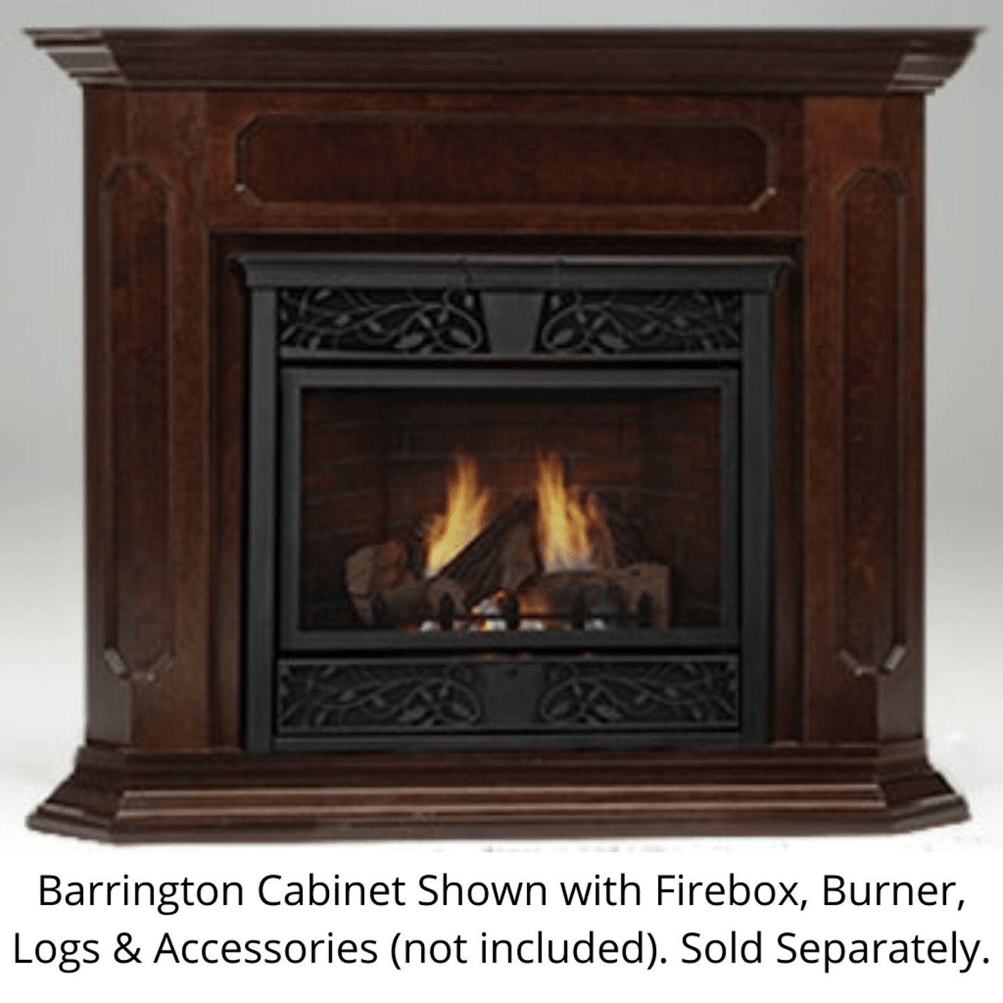 Monessen 61" Dark Walnut Barrington Adjustable Wood Wall Cabinet For Symphony Fireplace