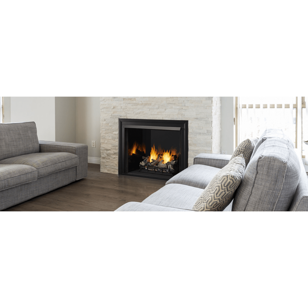 Monessen Lo-Rider 32" Clean Face Vent Free Gas Firebox With Multi-tonal Gray Stacked Traditional Fiber Interior Panels