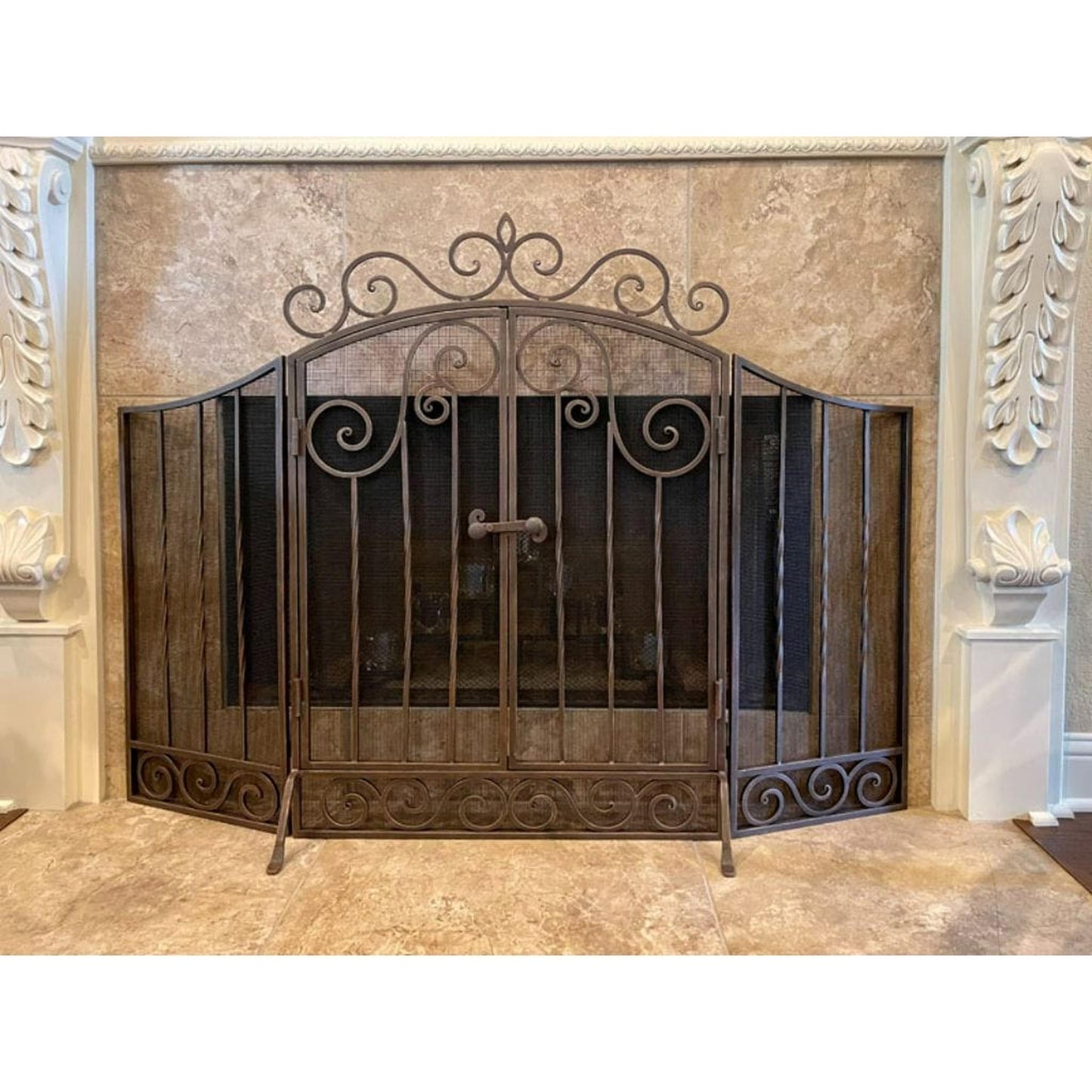 Napa Forge by Pilgrim 54" Vienna 3 Panel Screen with Doors
