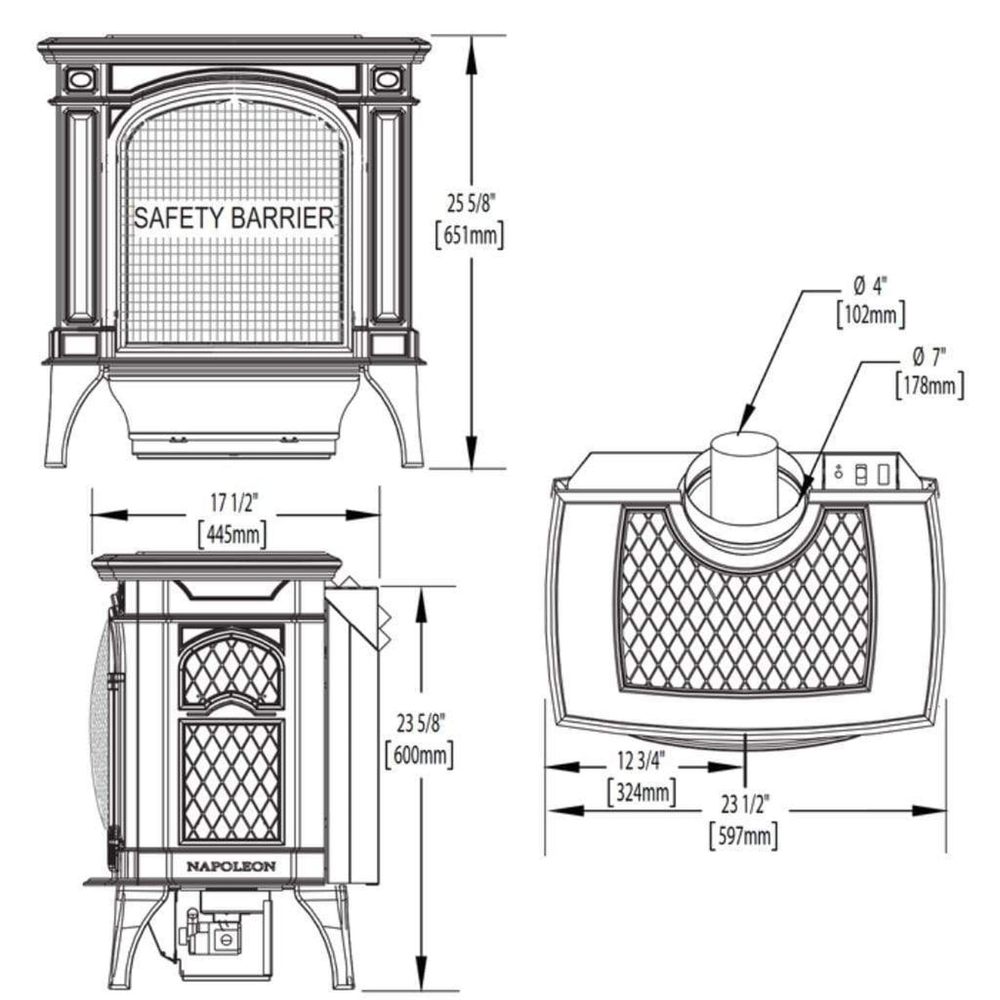 Napoleon Bayfield 24" Winter Frost Direct Vent Cast Iron Gas Stove