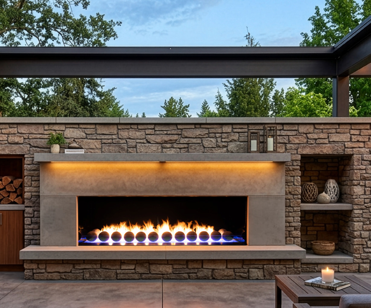Empire Carol Rose Coastal 72" Stainless Steel Manual Control, Natural Gas Outdoor Linear Fireplace