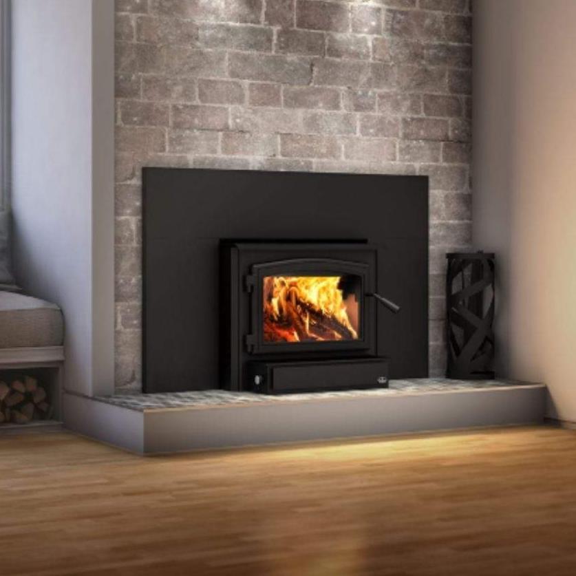 Osburn 2000 Wood Insert With Black Door Overlay, Large Faceplate, Black Faceplate Trims & Forever Flex Liner Kit