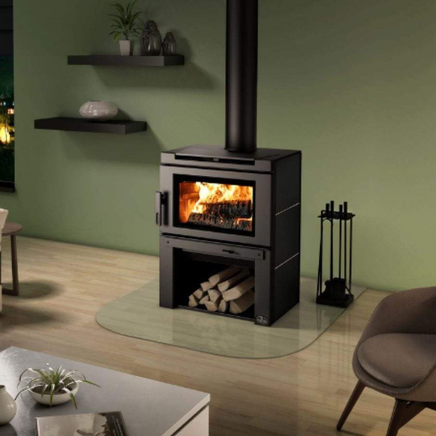 Osburn Matrix Wood Stove With Black Side Panels Kit & Black Steel Panel Top