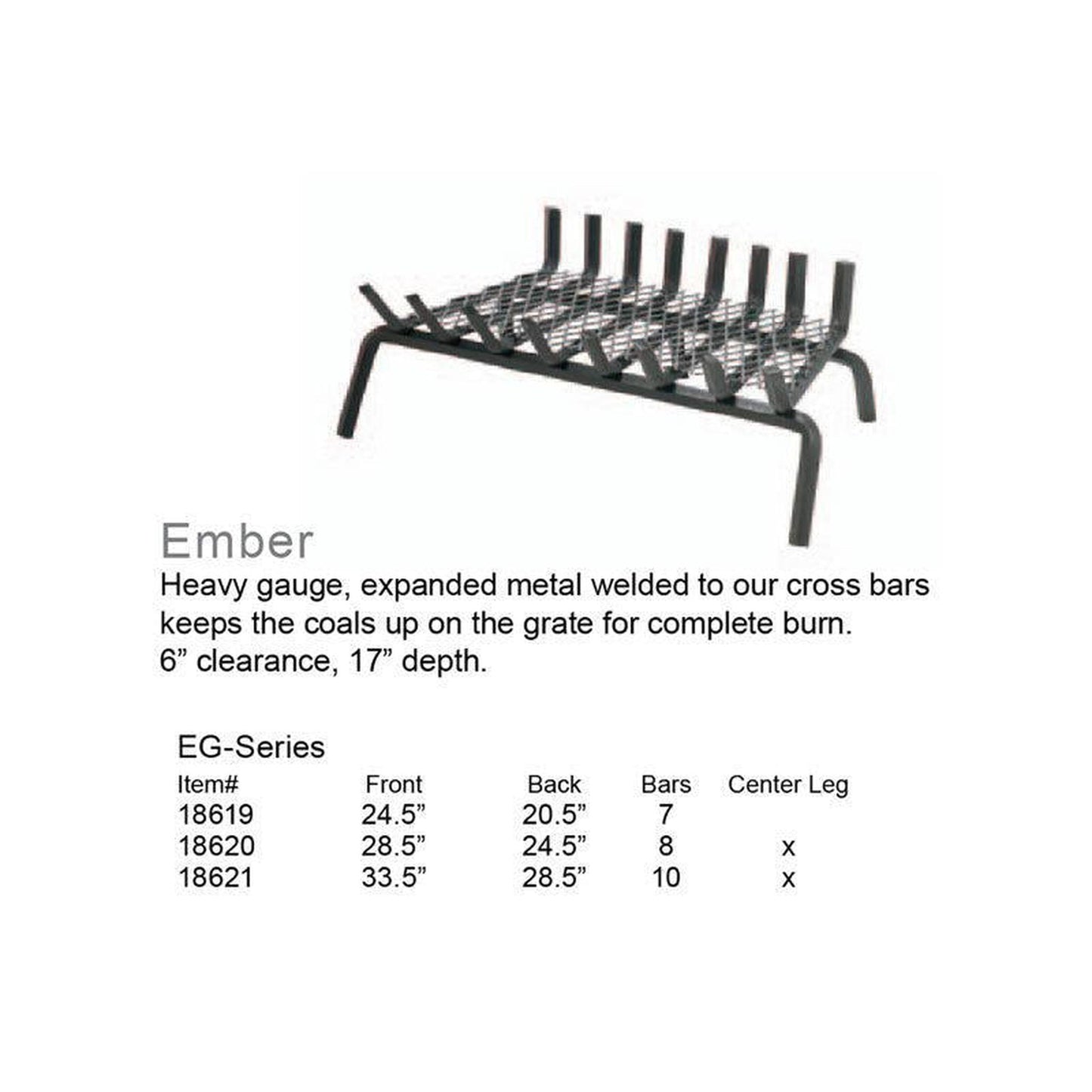 Pilgrim 25" Matte Black Ember Grate