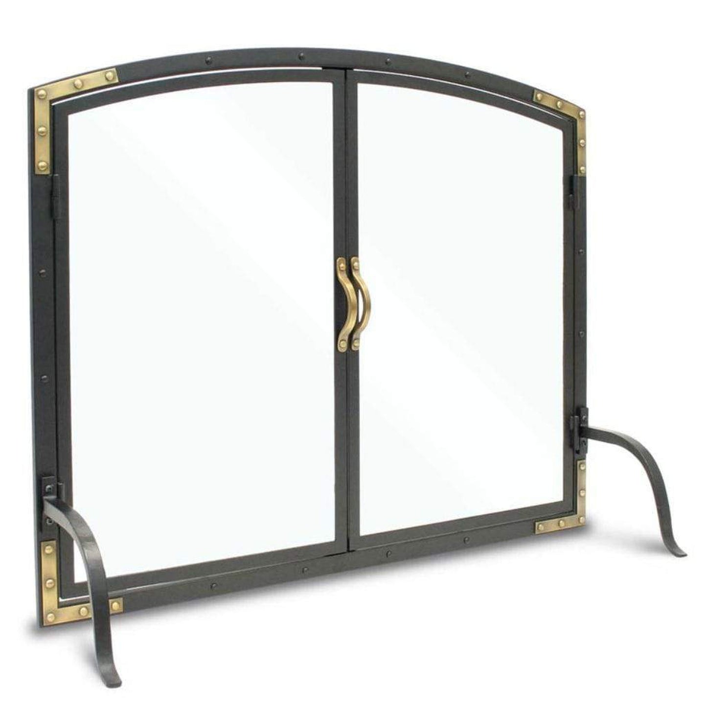 Pilgrim 39" Black Refined Rivet Glass Door Screen