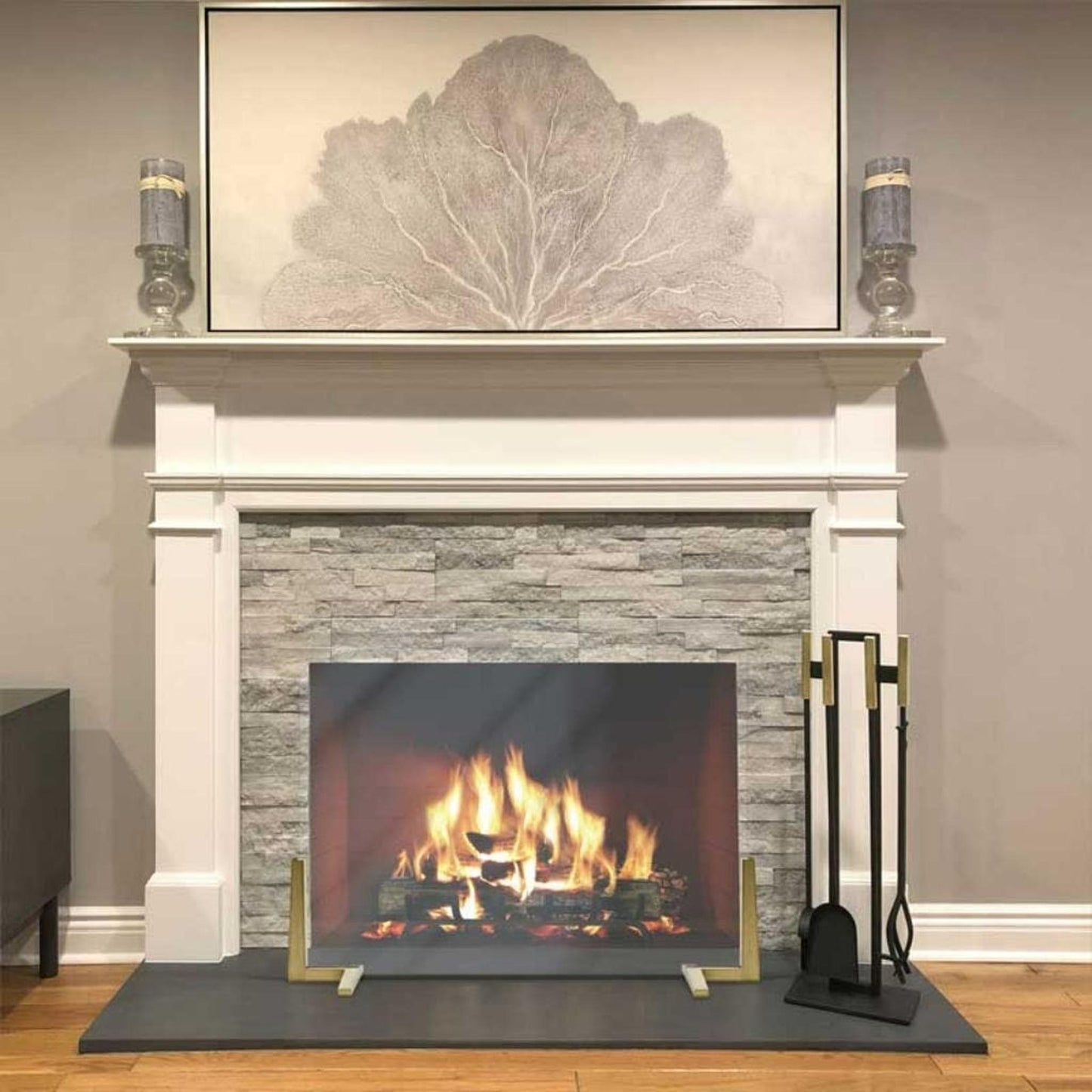 Pilgrim Axton 39" Brass Glass Screen