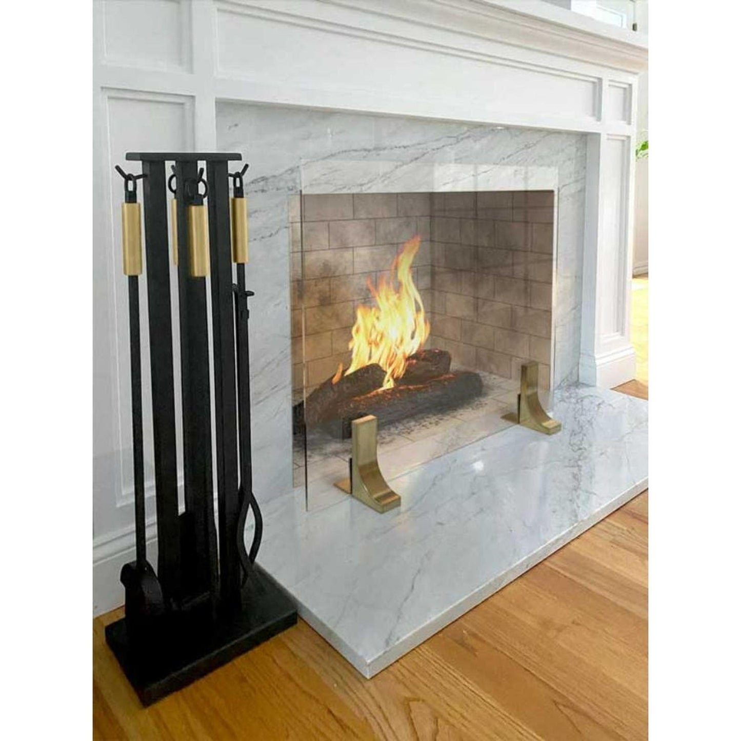 Pilgrim Dorset 39" Burnished Brass Glass Screen