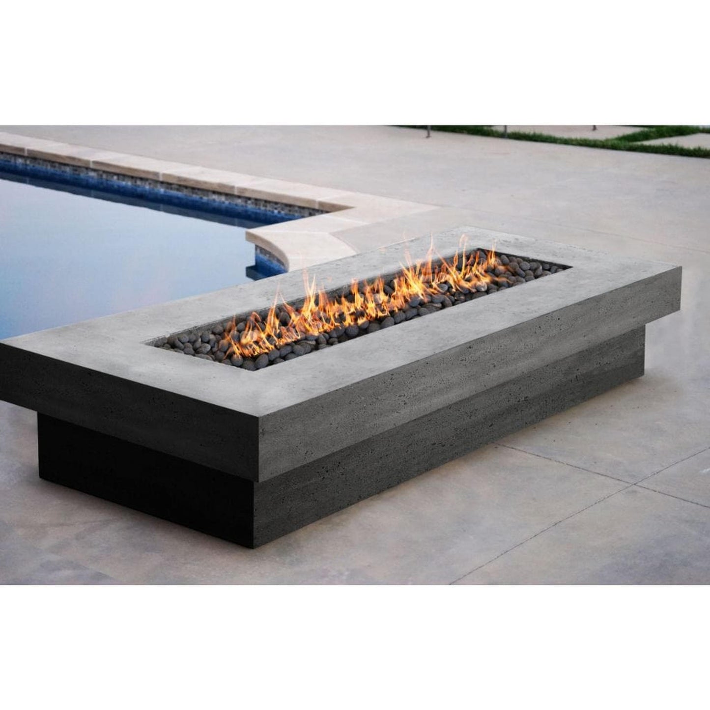 Prism Hardscapes Elevate 80" Café Rectangular Glass Fiber Reinforced Cement Natural Gas Fire Pit Table