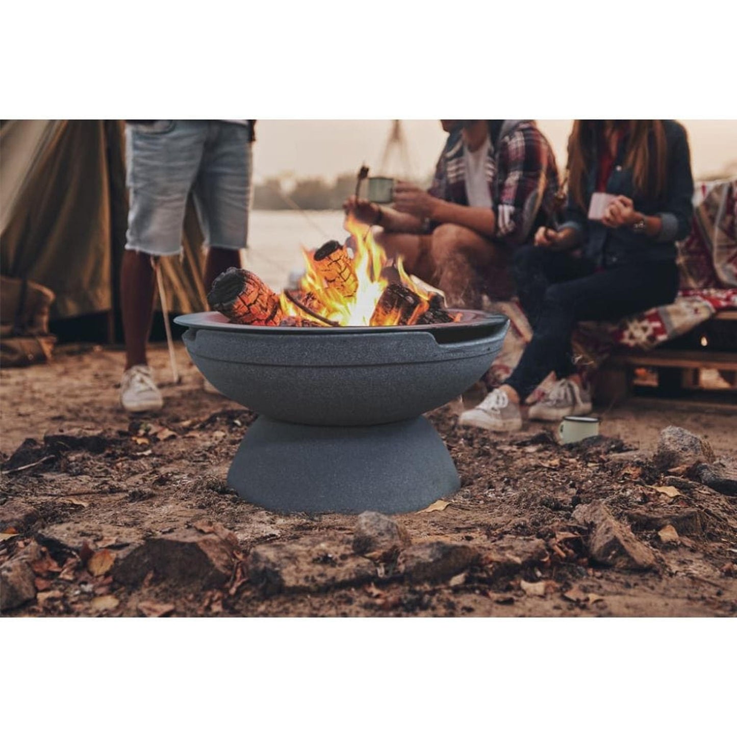 Prism Hardscapes Falo 21" Volcanic Ash Round Glass Fiber Reinforced Cement Wood-Burning Fire Pit