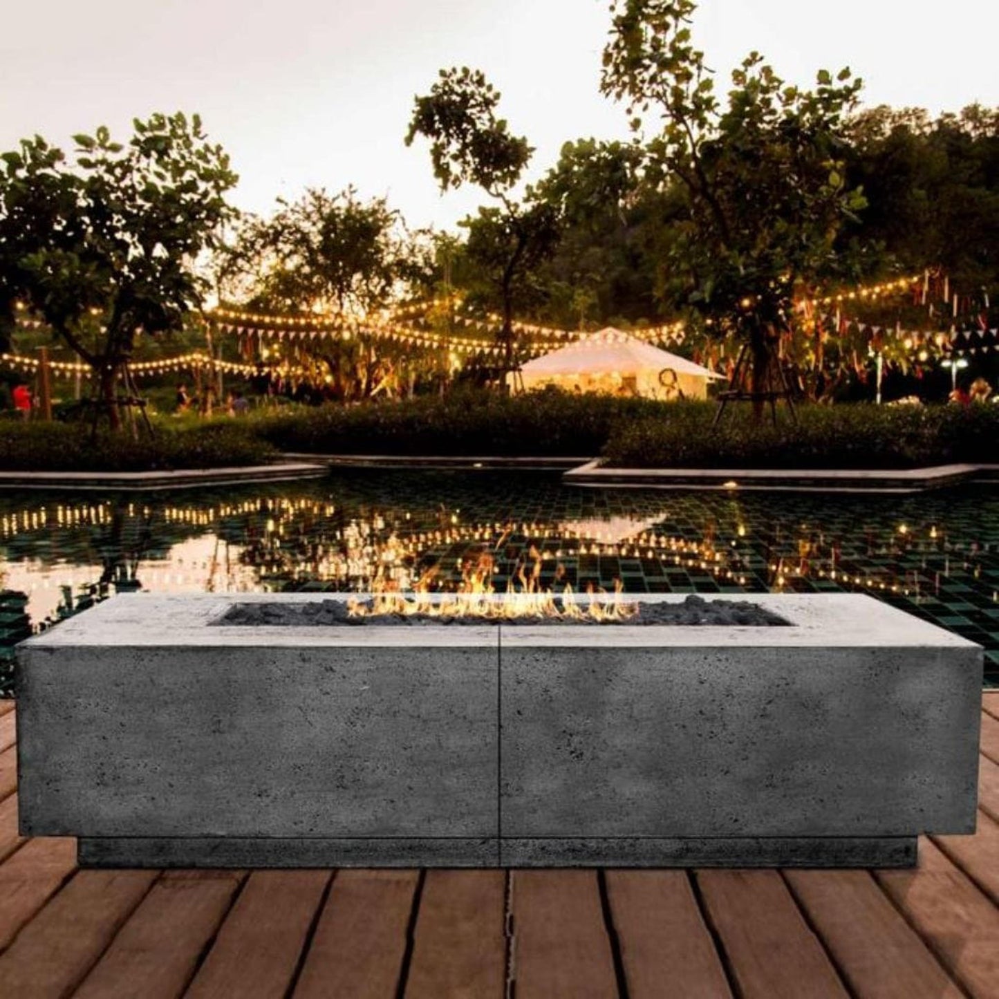 Prism Hardscapes Largo 96" Café Square Liquid Propane Concrete Fire Pit Table
